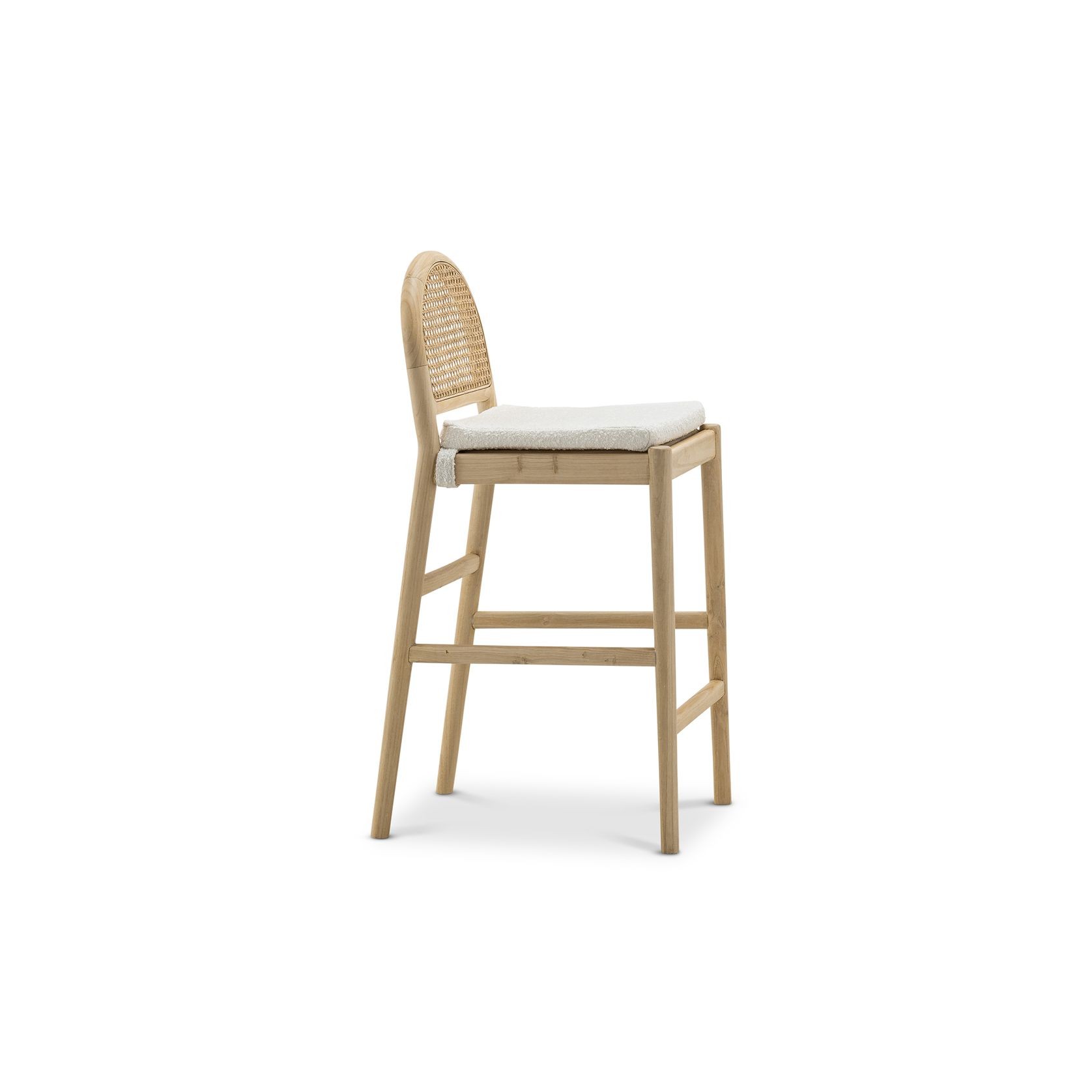 Estelle Rattan Arch Barstool | Cream Bouclé & Natural gallery detail image