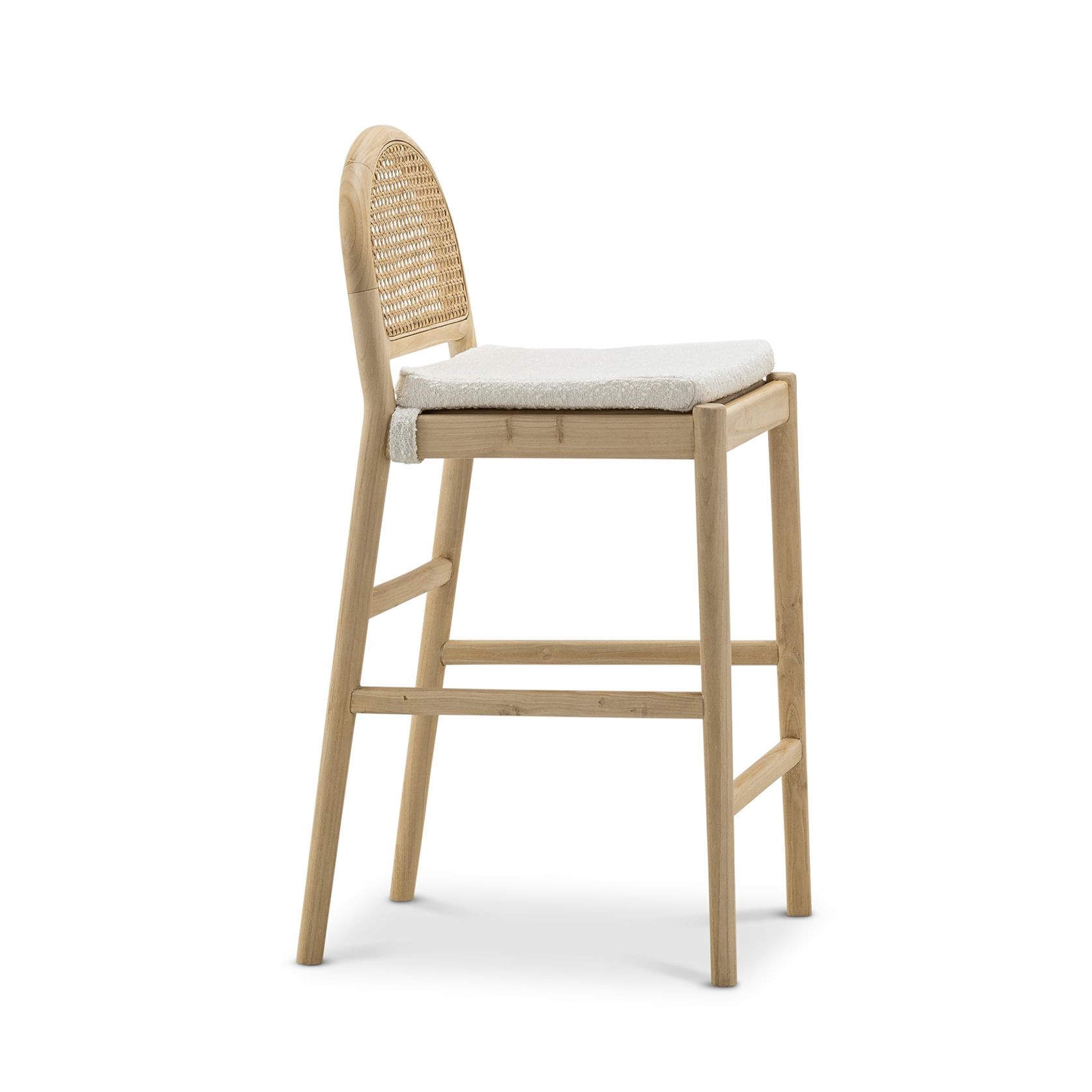 Estelle Rattan Arch Barstool | Cream Bouclé & Natural gallery detail image