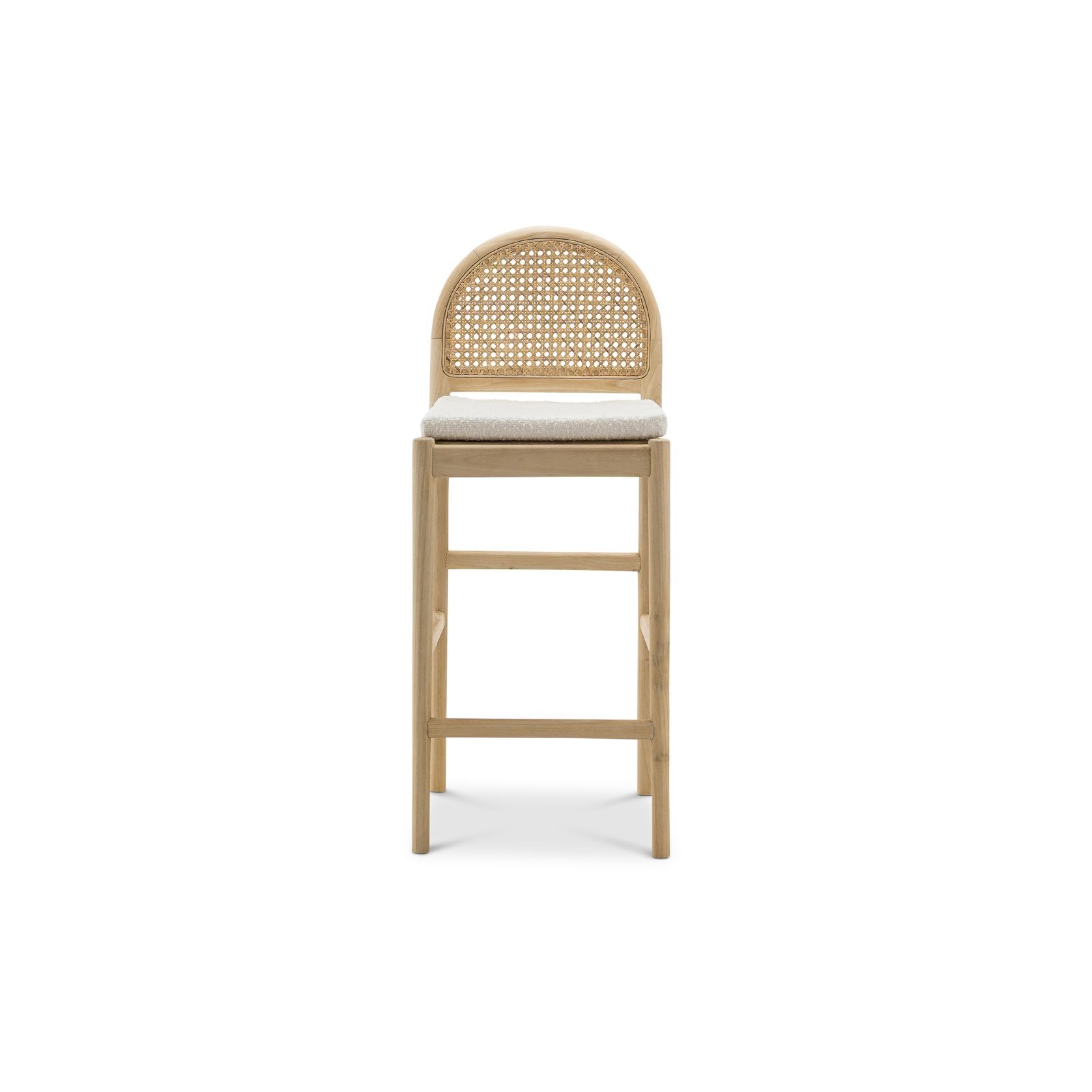 Estelle Rattan Arch Barstool | Cream Bouclé & Natural gallery detail image