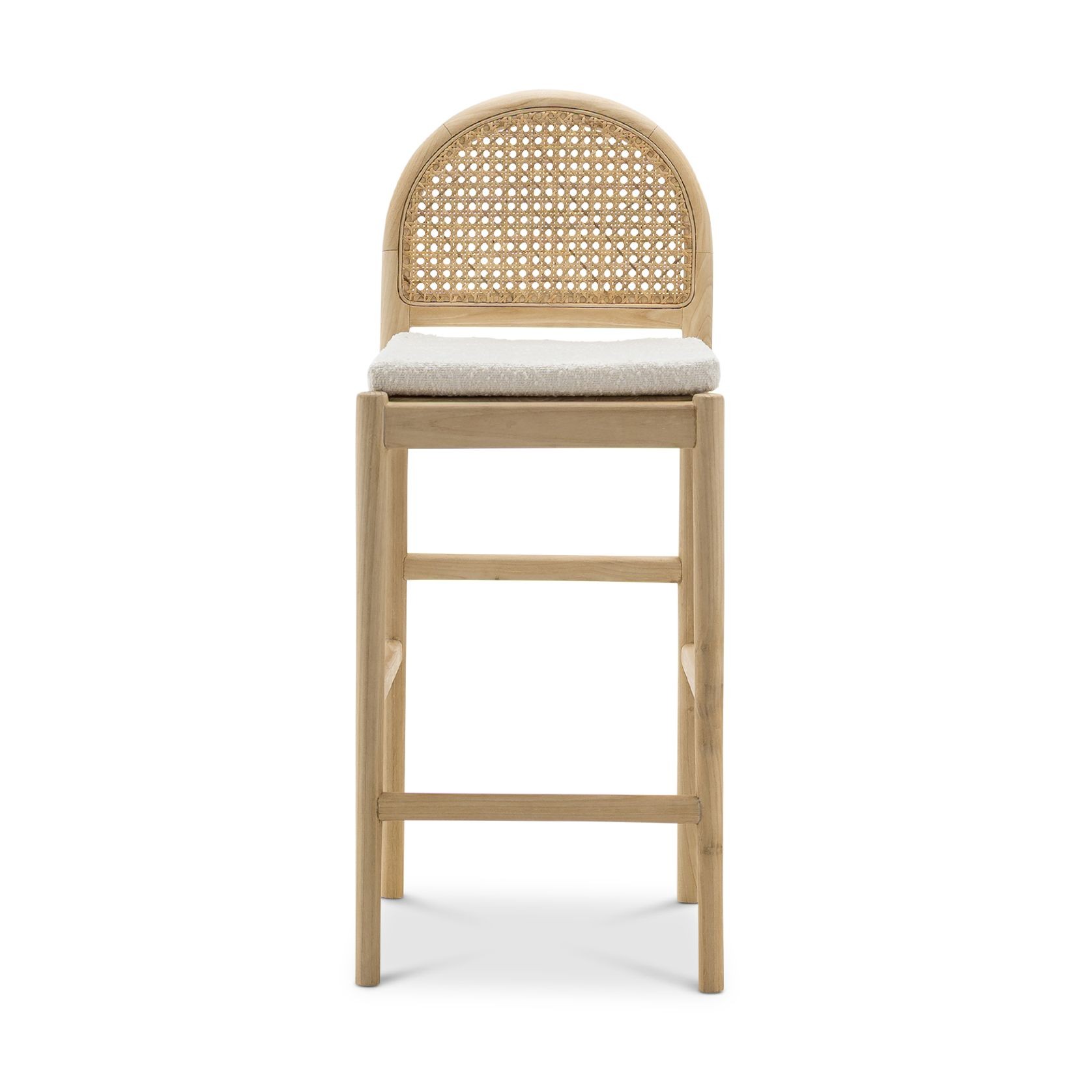 Estelle Rattan Arch Barstool | Cream Bouclé & Natural gallery detail image