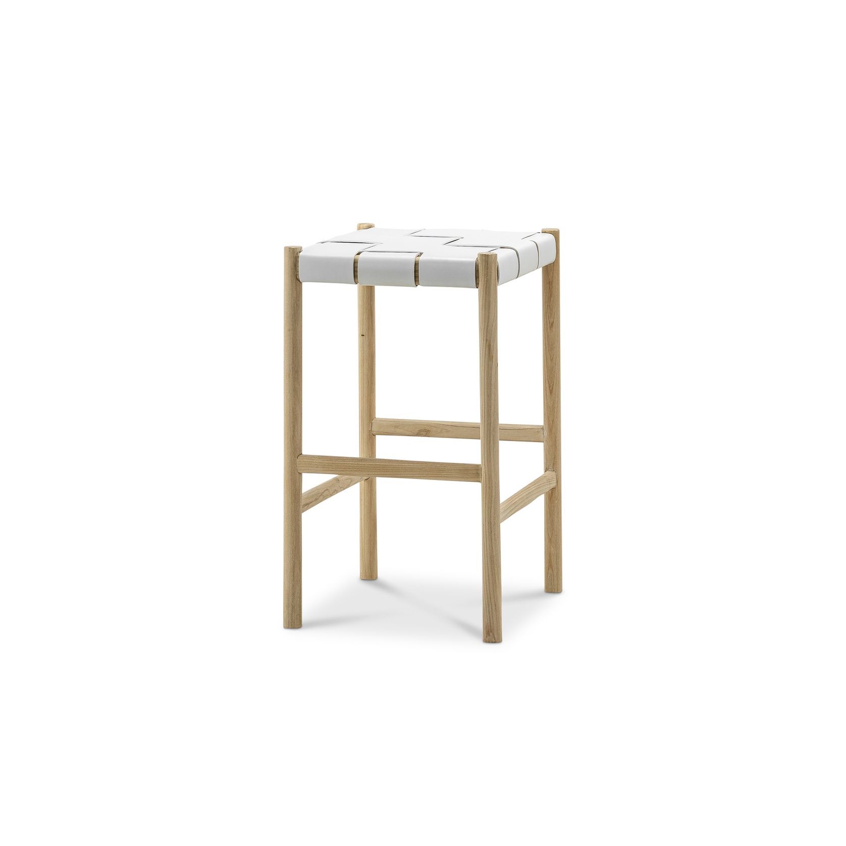 Wes Wide Leather Strap Barstool | 65cm | White gallery detail image