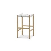 Wes Wide Leather Strap Barstool | 65cm | White gallery detail image