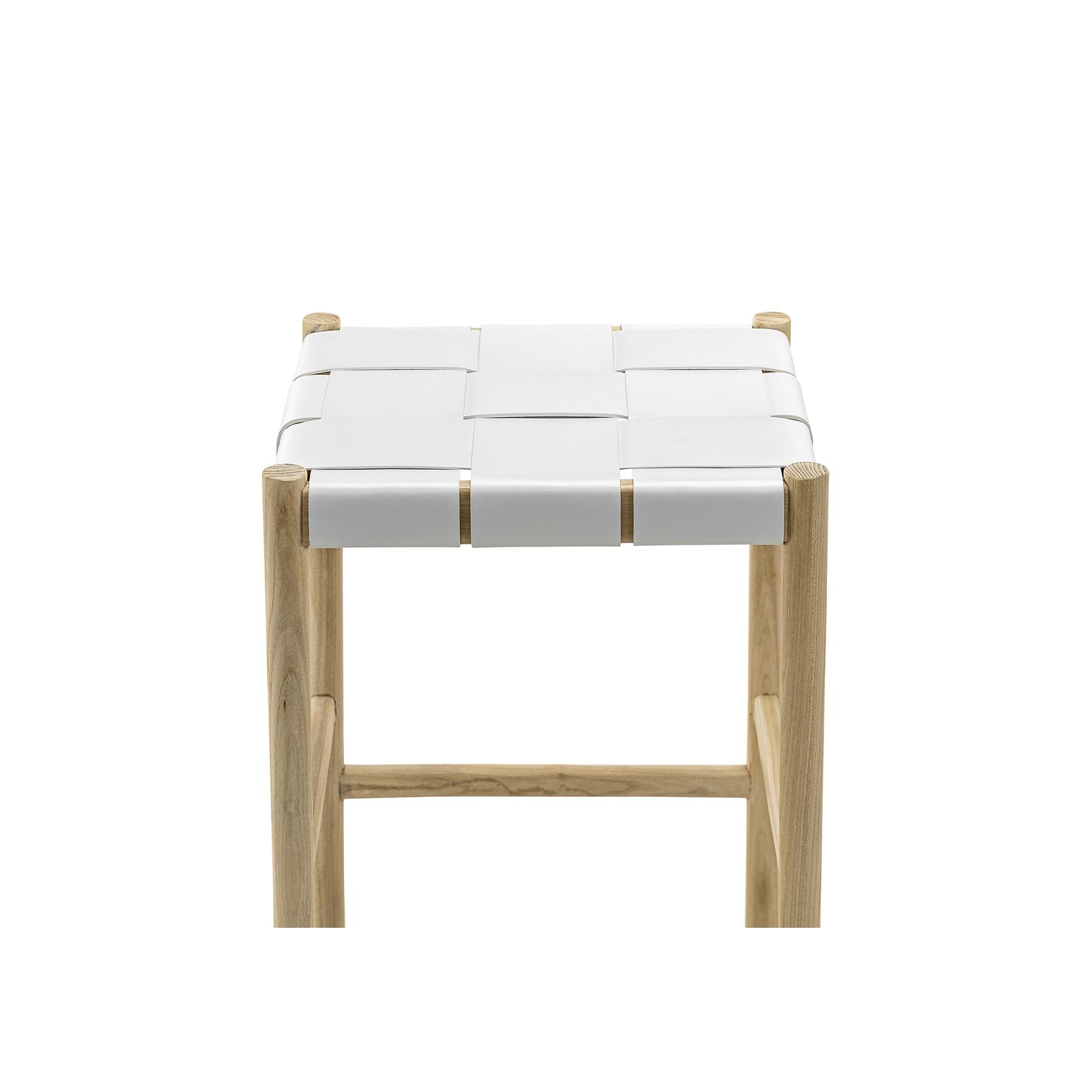 Wes Wide Leather Strap Barstool | 65cm | White gallery detail image
