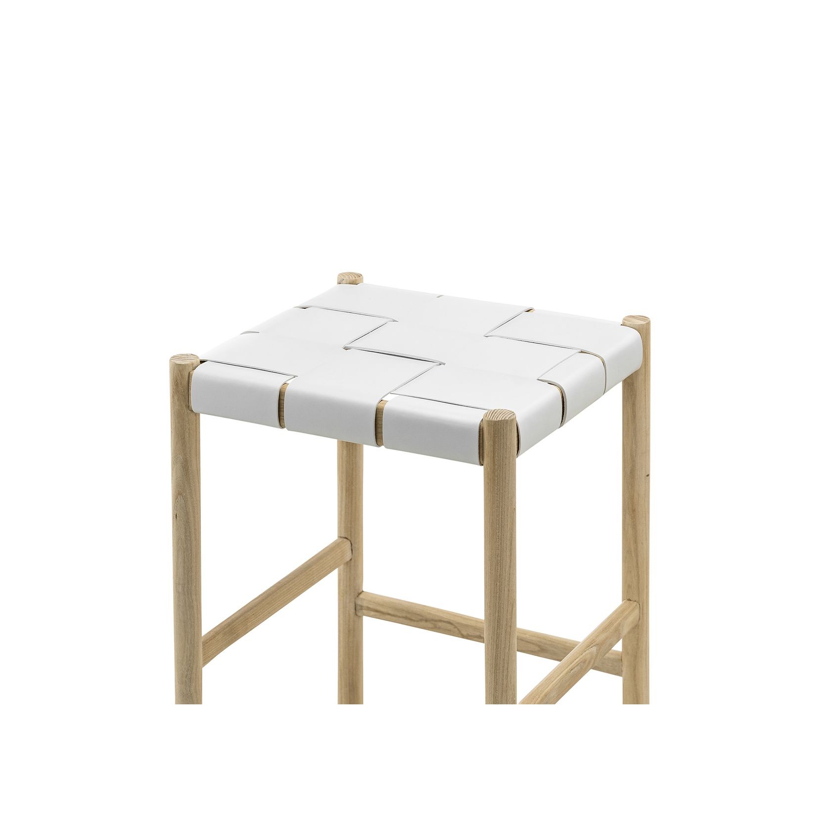 Wes Wide Leather Strap Barstool | 65cm | White gallery detail image