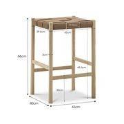 Wes Wide Leather Strap Barstool | 65cm | Taupe gallery detail image