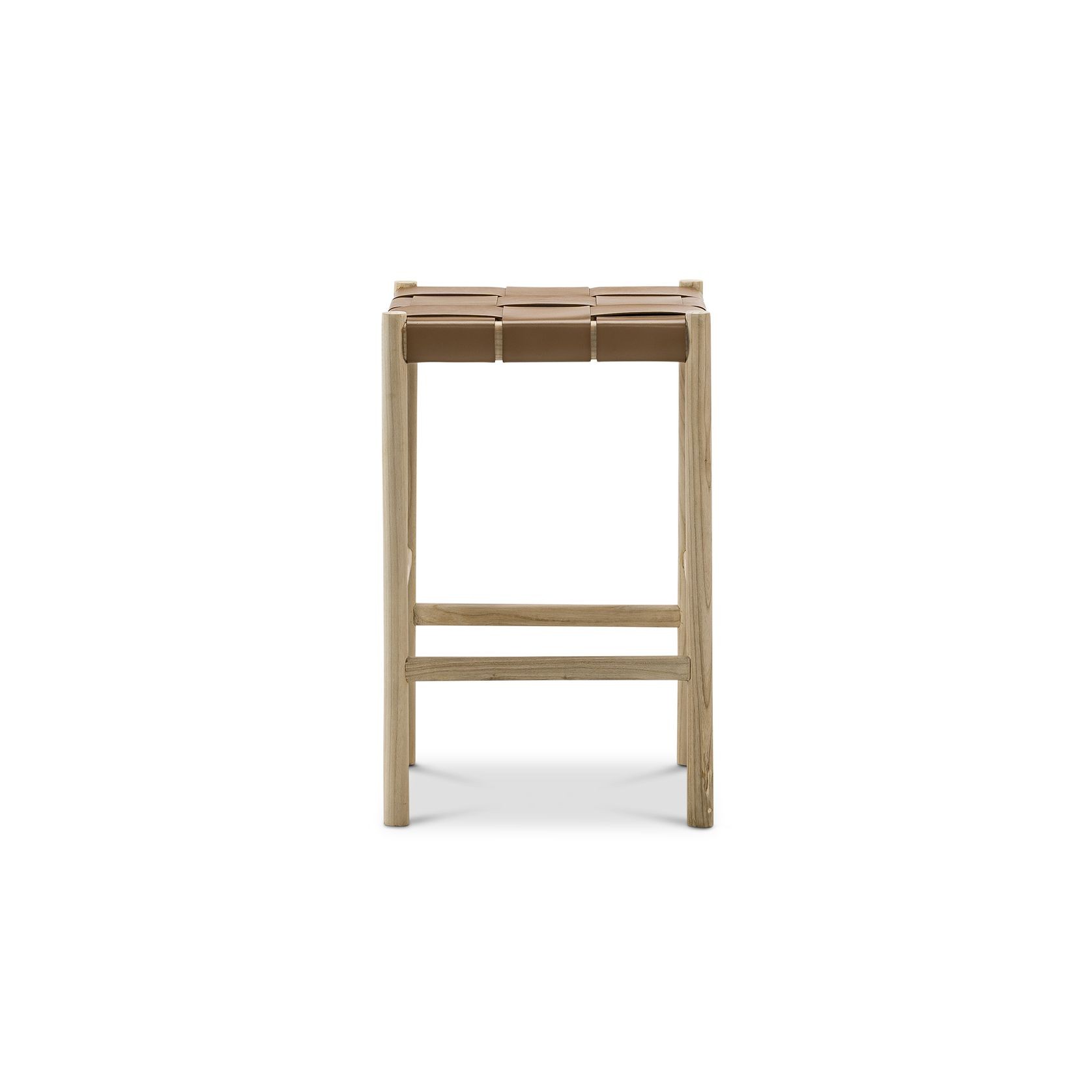 Wes Wide Leather Strap Barstool | 65cm | Taupe gallery detail image