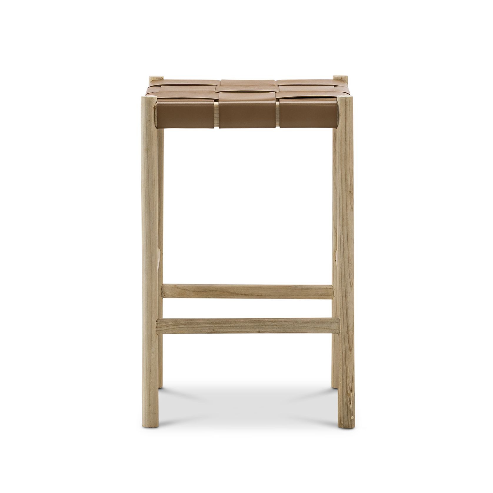 Wes Wide Leather Strap Barstool | 65cm | Taupe gallery detail image