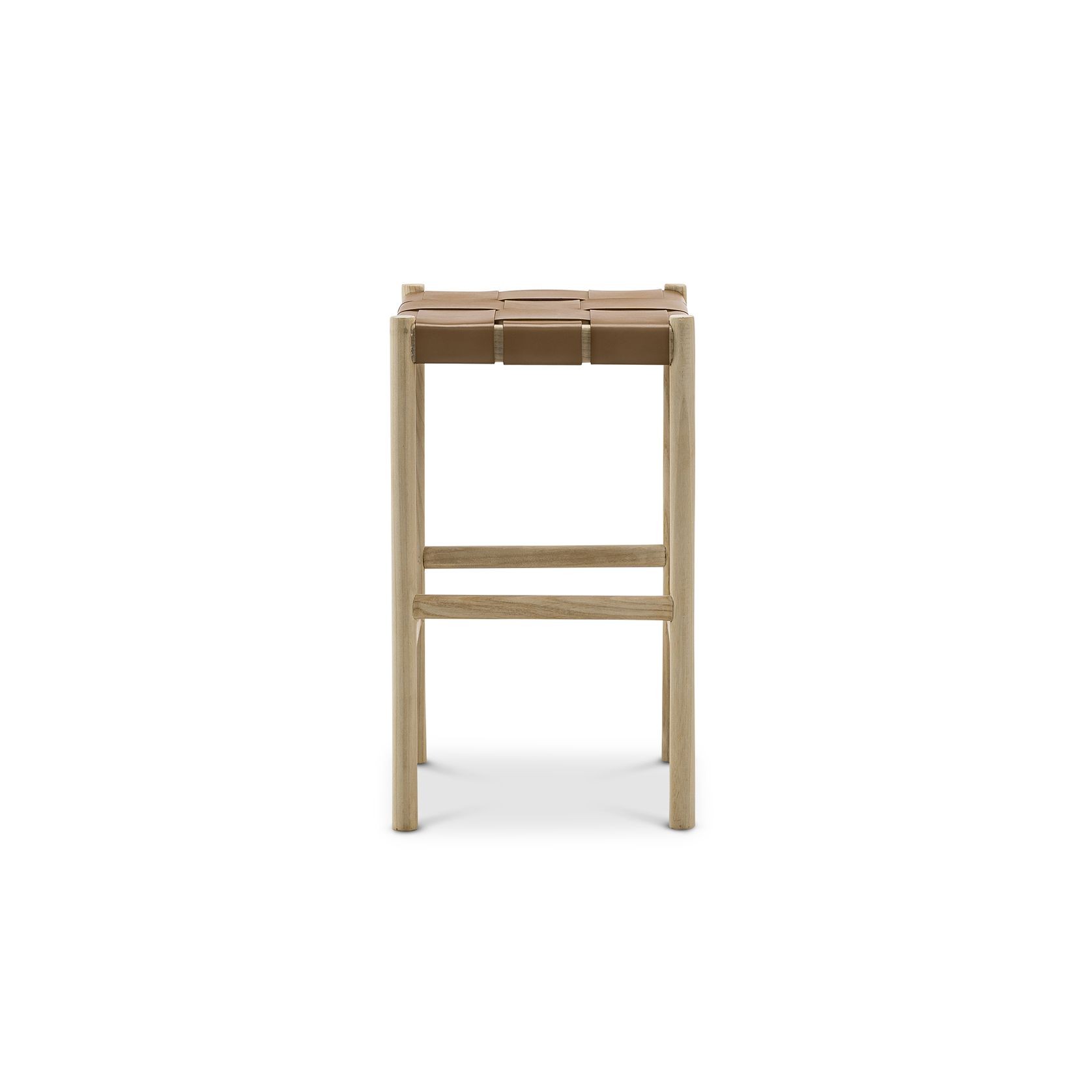Wes Wide Leather Strap Barstool | 65cm | Taupe gallery detail image