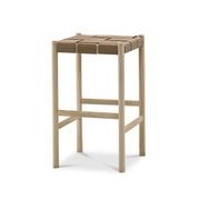 Wes Wide Leather Strap Barstool | 65cm | Taupe gallery detail image