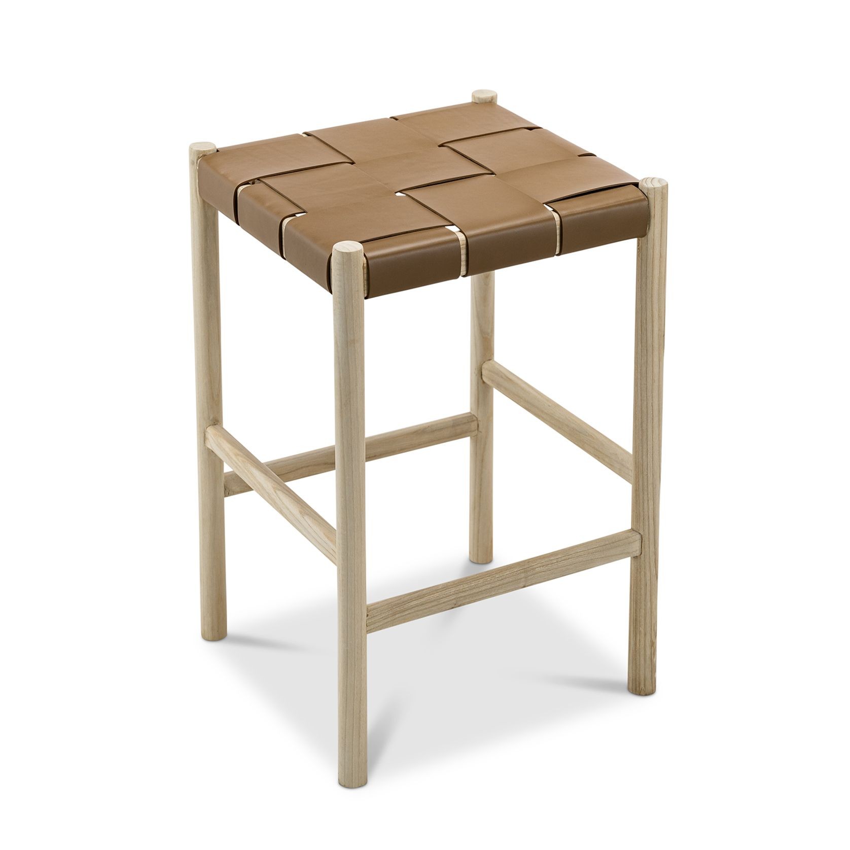 Wes Wide Leather Strap Barstool | 65cm | Taupe gallery detail image