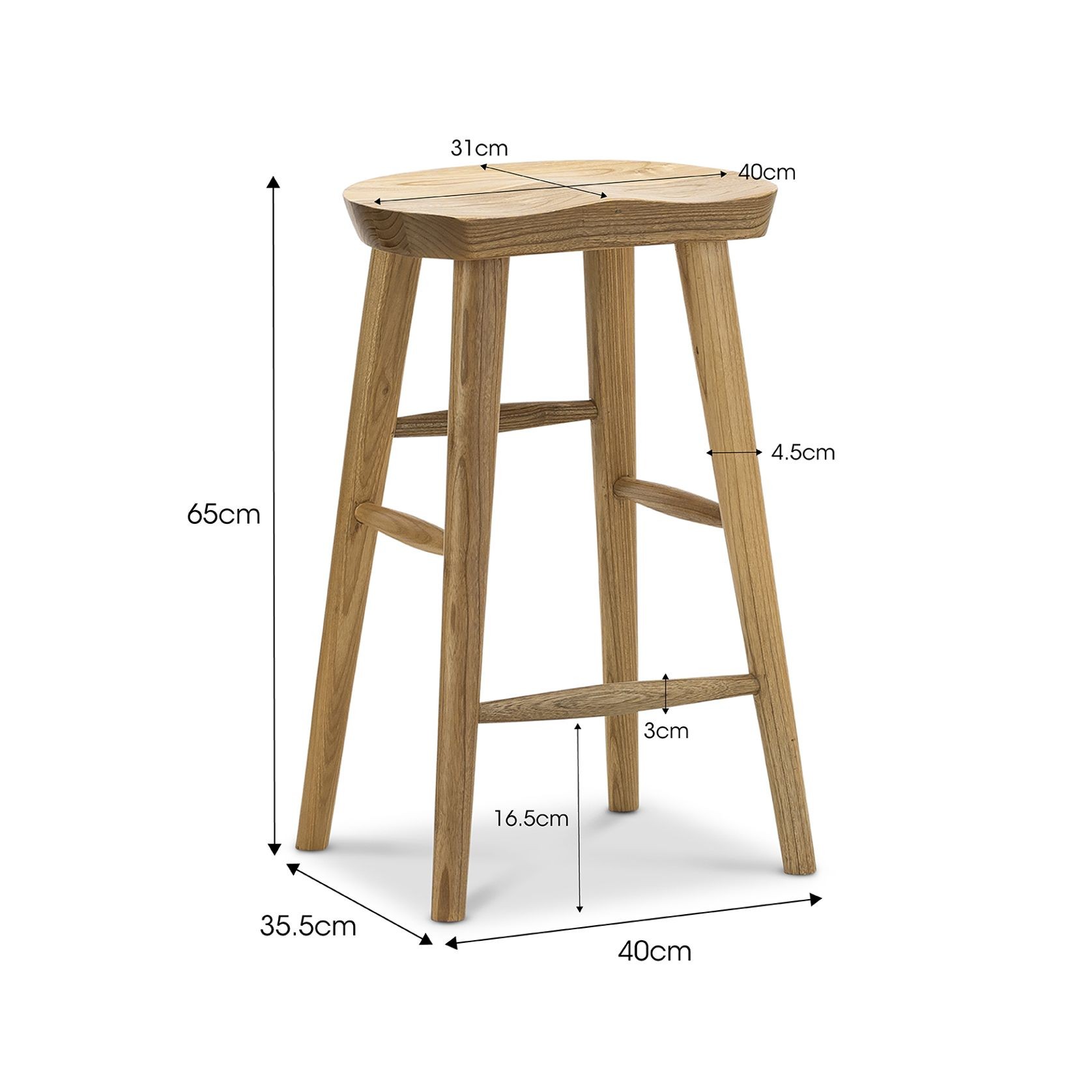 Kuni Tractor Seat Solid Barstool | 65cm | Natural gallery detail image