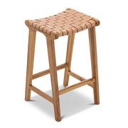 Casey Woven Leather Barstool | 66cm | Nude Tan gallery detail image