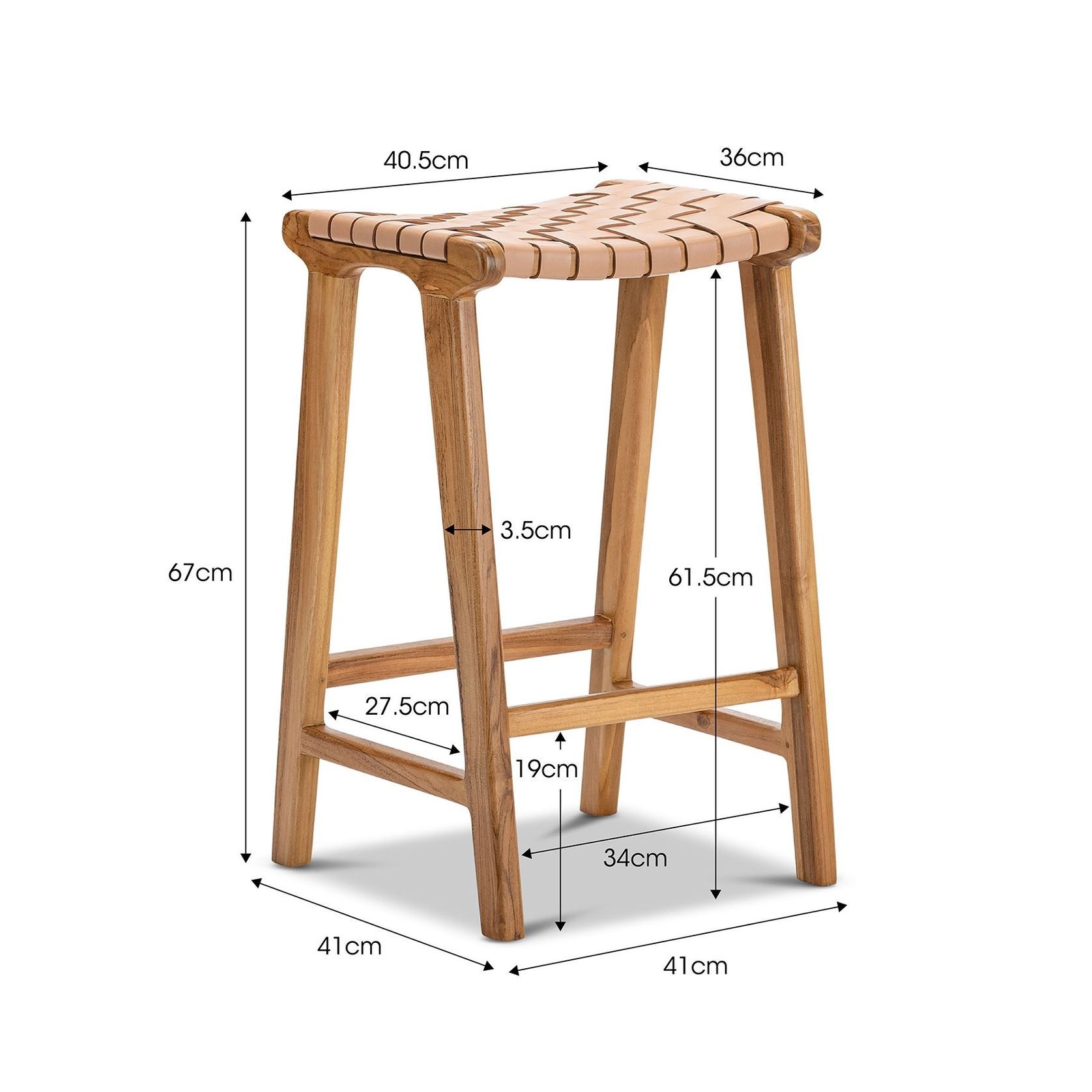 Casey Woven Leather Barstool | 66cm | Nude Tan gallery detail image