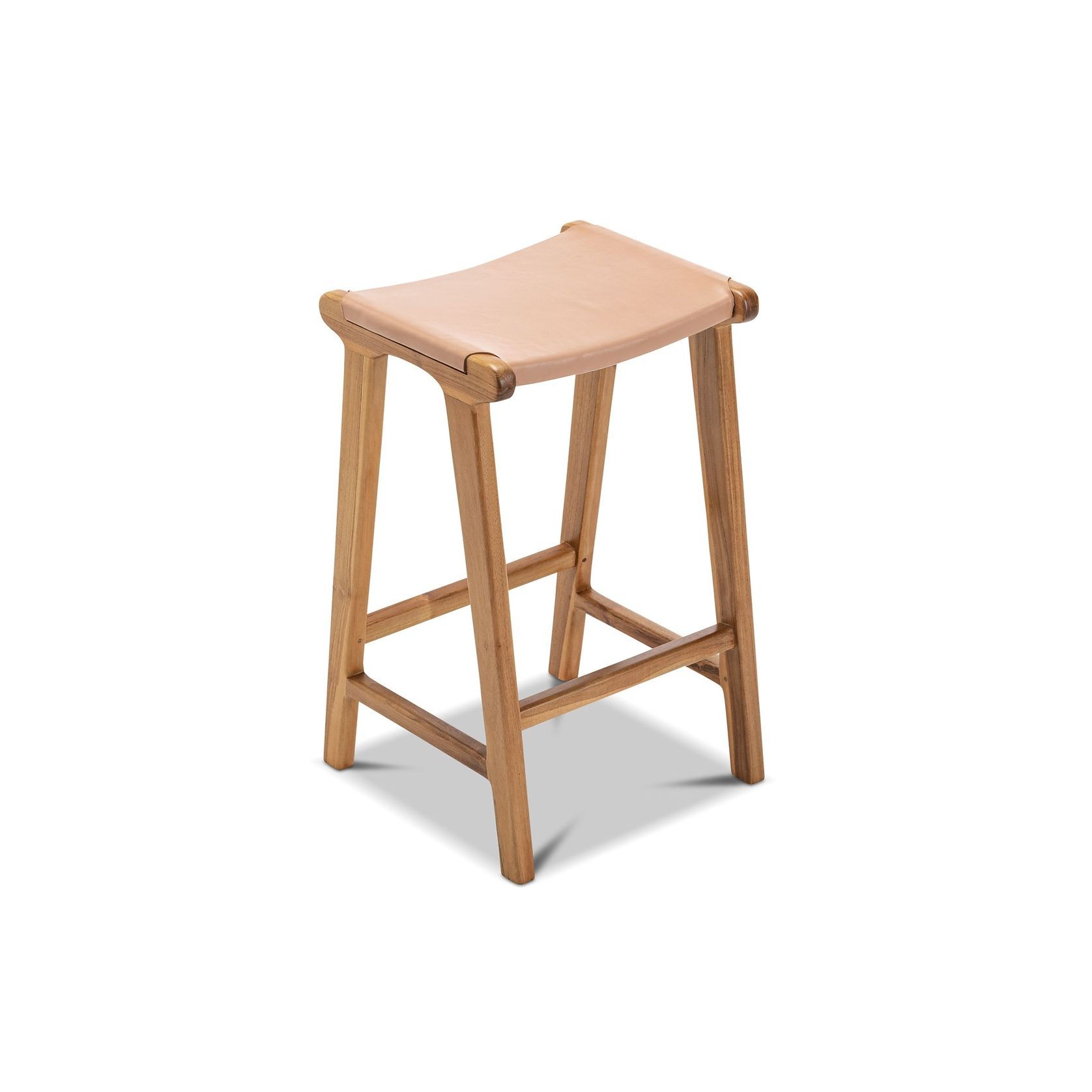 Casey Flat Leather Barstool | 66cm | Nude Tan gallery detail image