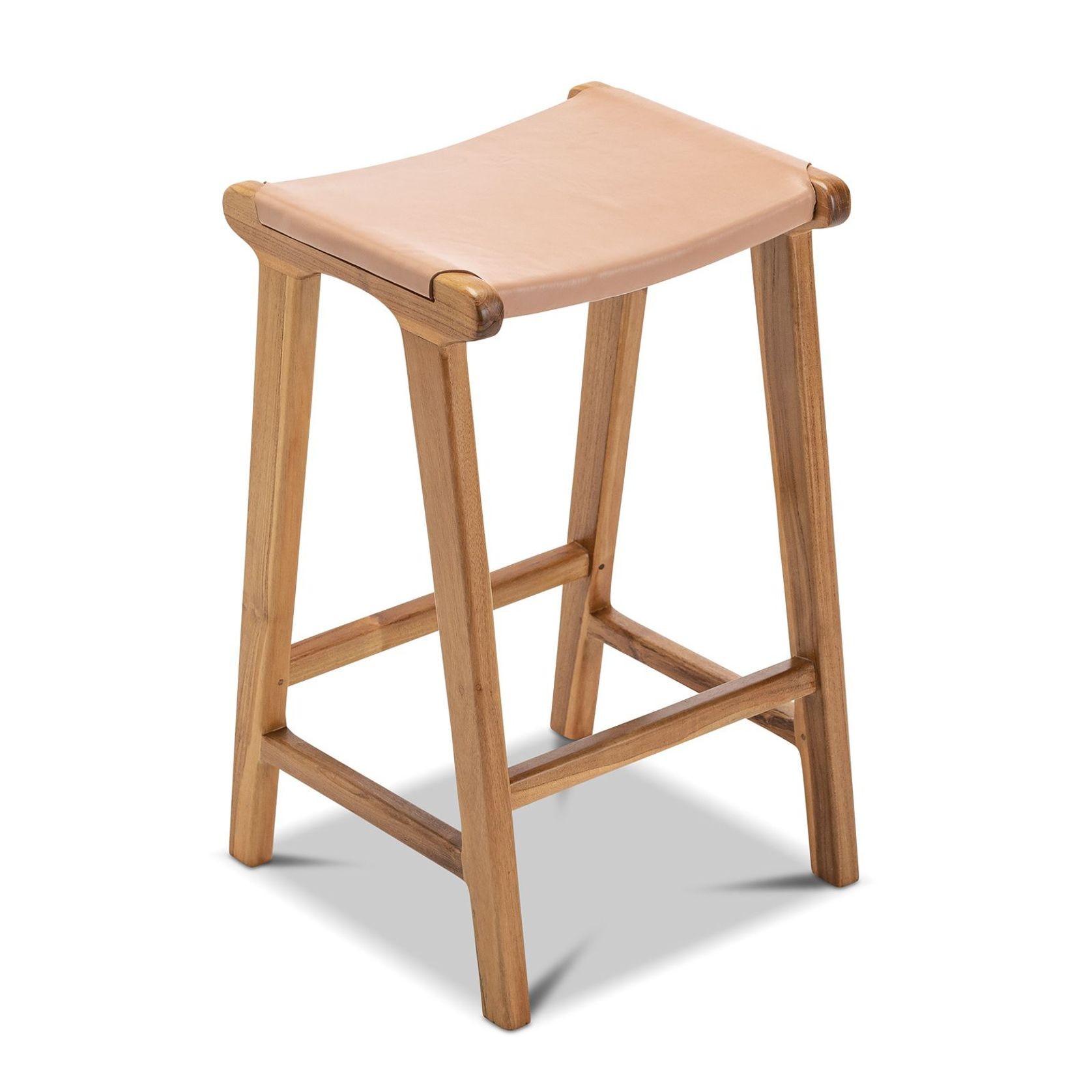 Casey Flat Leather Barstool | 66cm | Nude Tan gallery detail image