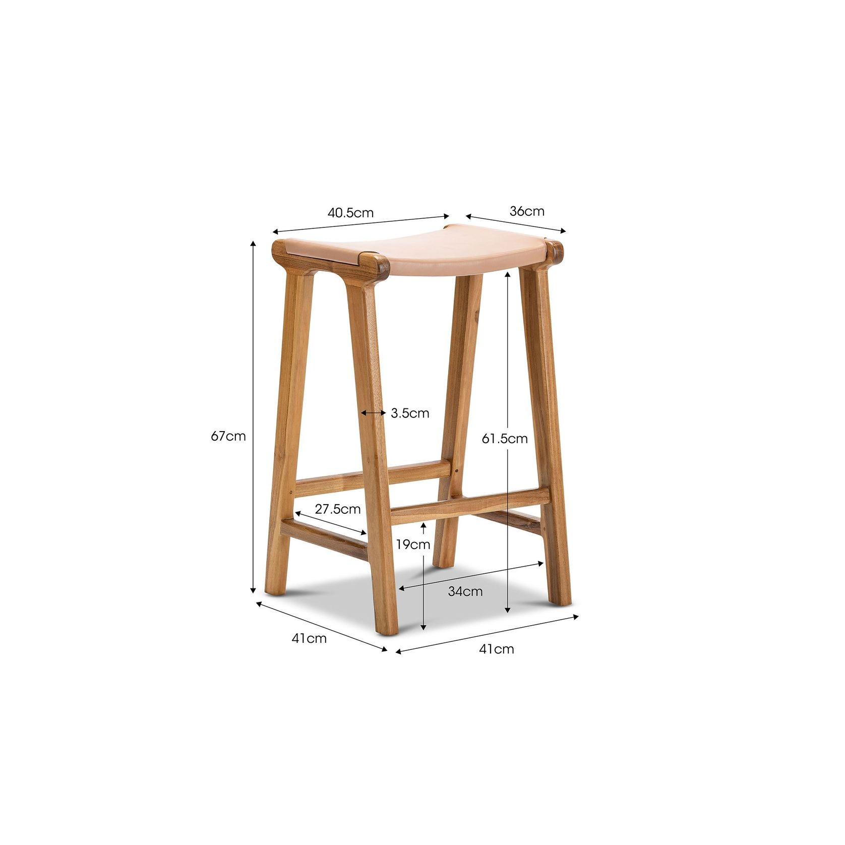 Casey  Flat Leather Barstool | 66cm | Nude Tan gallery detail image