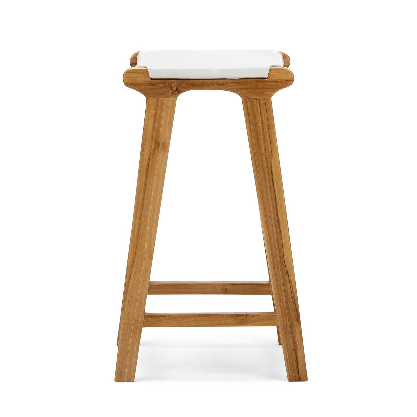 Casey Flat Leather Barstool | 66cm | White gallery detail image