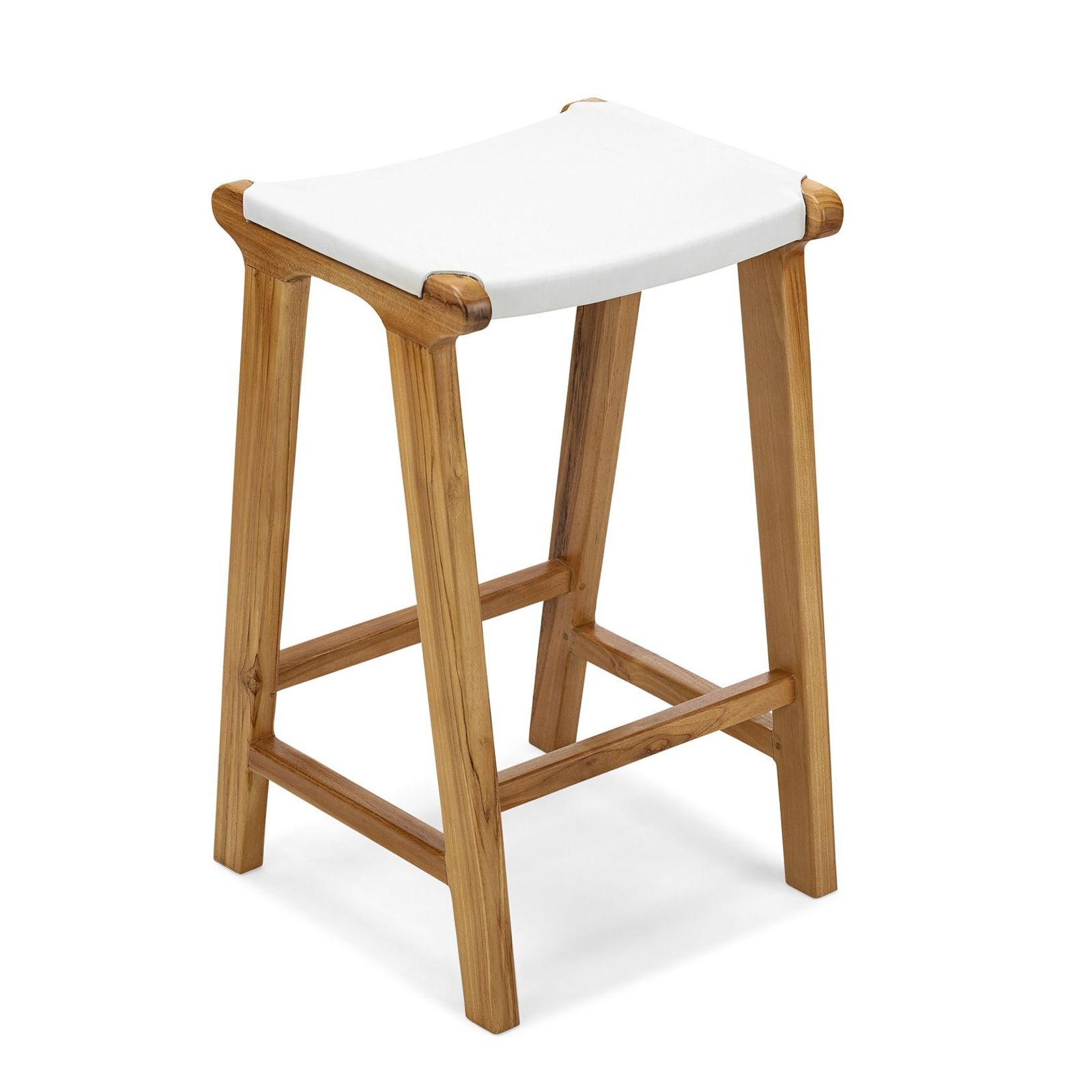 Casey Flat Leather Barstool | 66cm | White gallery detail image
