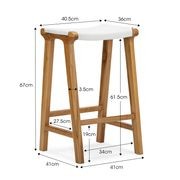Casey Flat Leather Barstool | 66cm | White gallery detail image