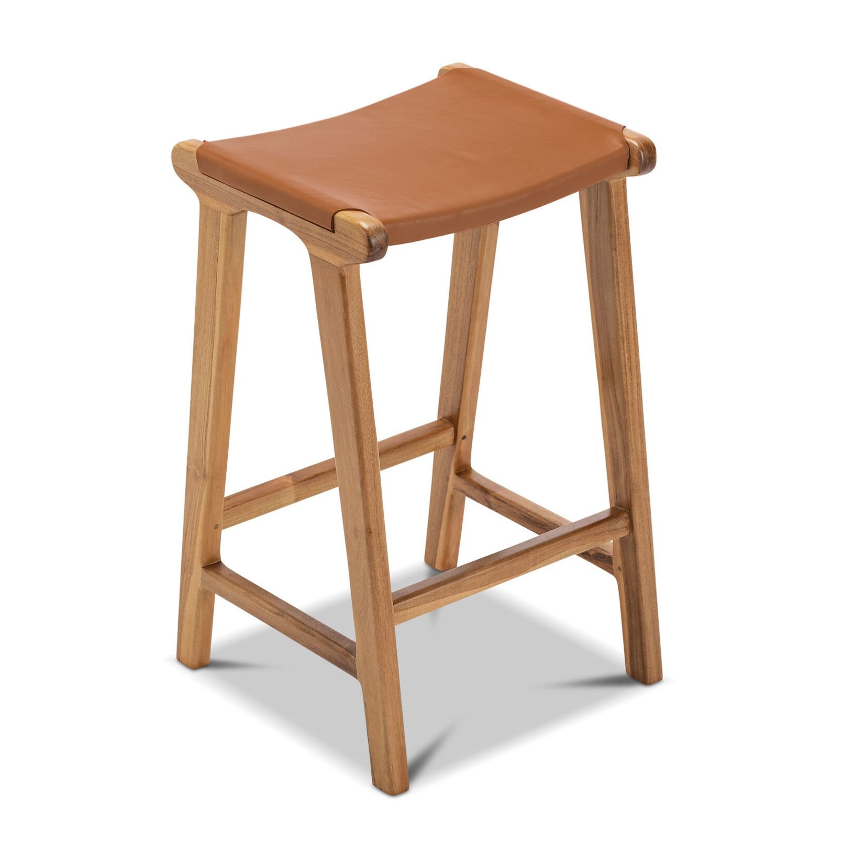 Casey 67cm Flat Leather Barstool | Coco Tan gallery detail image