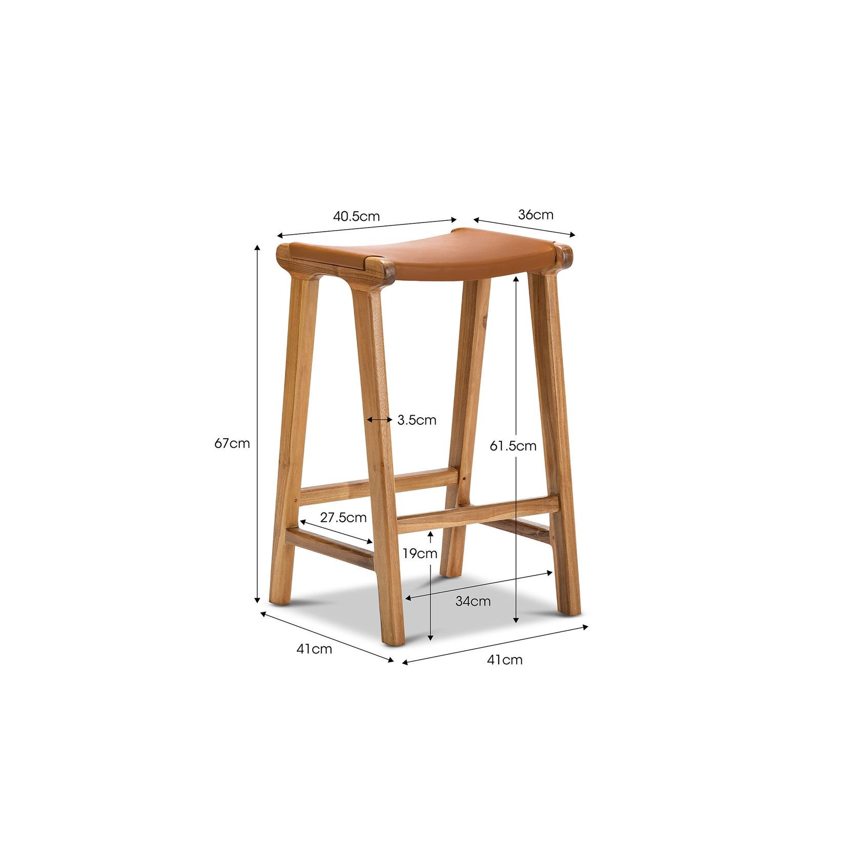 Casey 67cm Flat Leather Barstool | Coco Tan gallery detail image