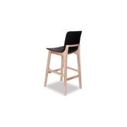 Ara Stool - Natural - Black Shell - Kitchen Bench Seat Height 65cm  - Black Seat - Natural Ash legs gallery detail image