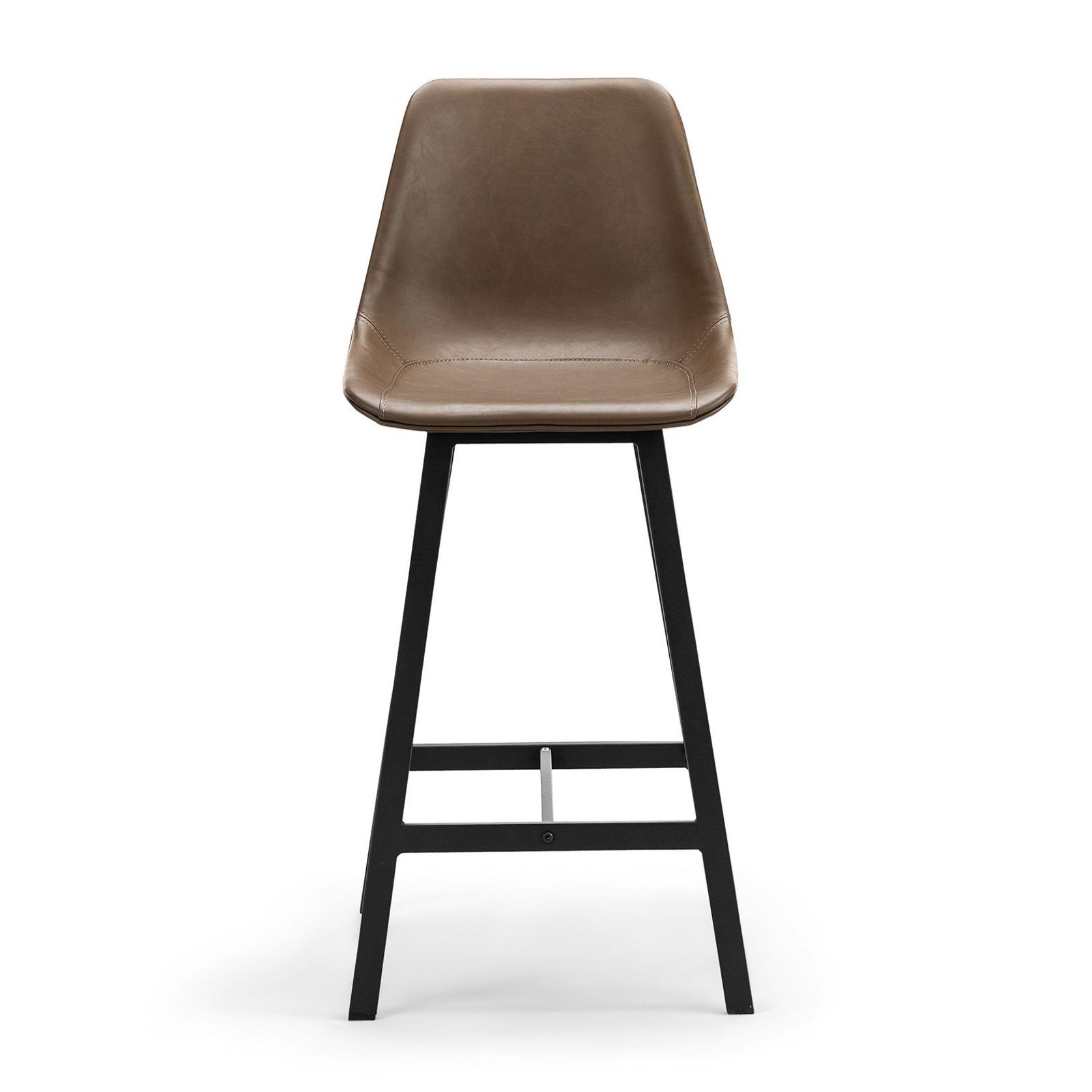 Hanns Mocha Brown Vegan Leather 67cm High Back Barstool | Set of 2 gallery detail image