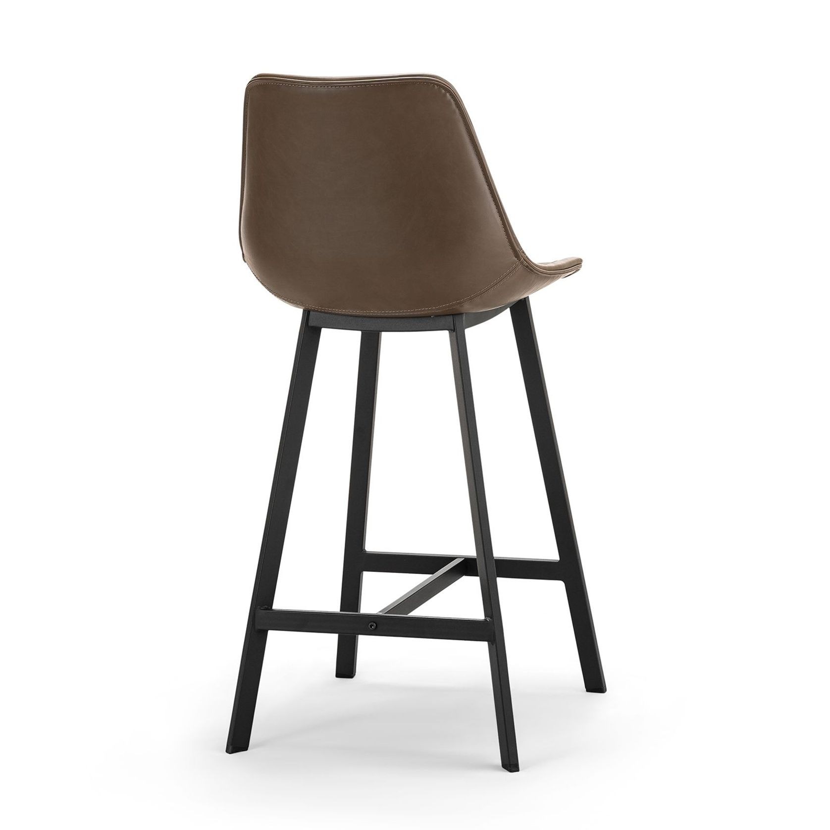 Hanns Mocha Brown Vegan Leather 67cm High Back Barstool | Set of 2 gallery detail image