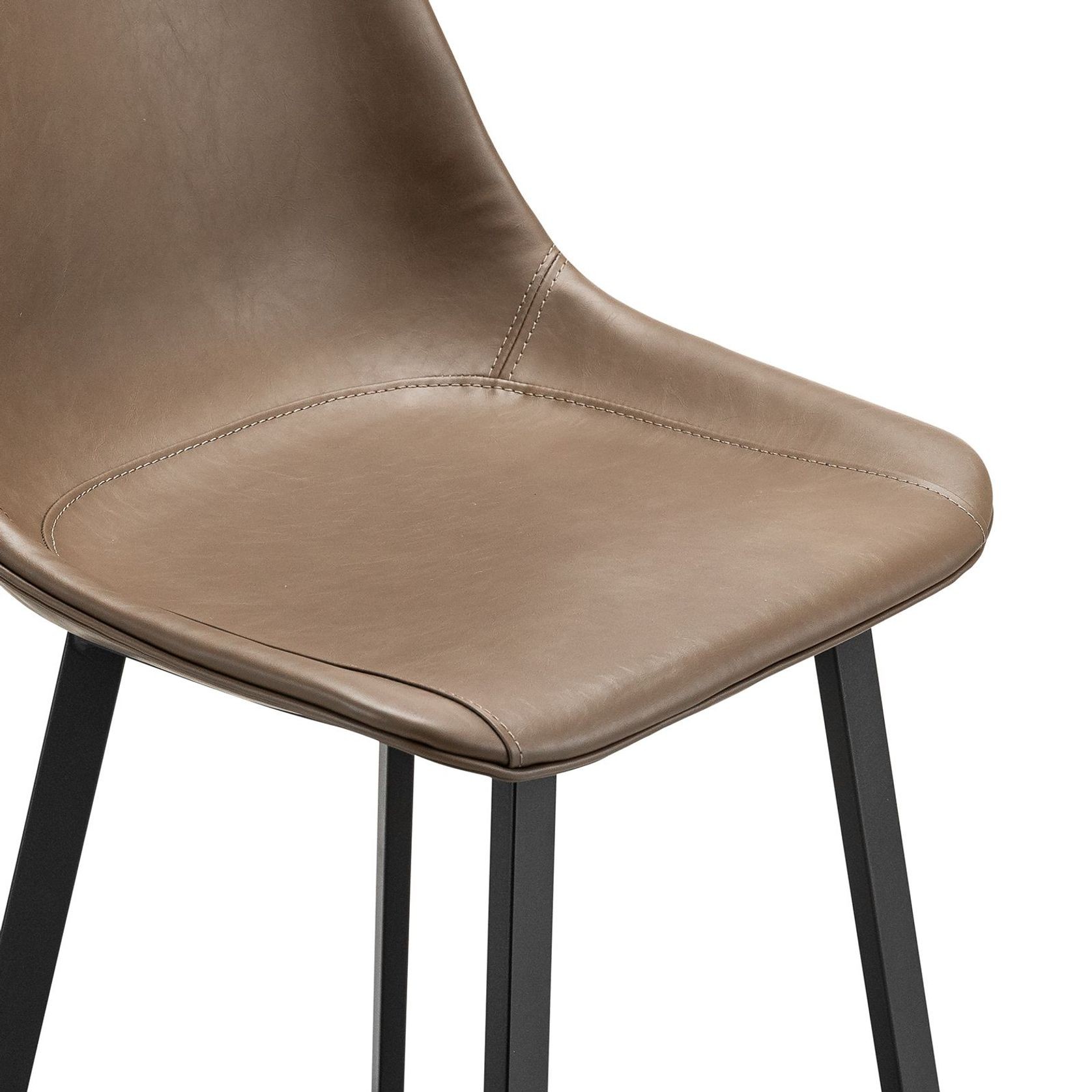 Hanns Mocha Brown Vegan Leather 67cm High Back Barstool | Set of 2 gallery detail image