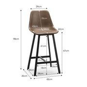 Hanns Mocha Brown Vegan Leather 67cm High Back Barstool | Set of 2 gallery detail image