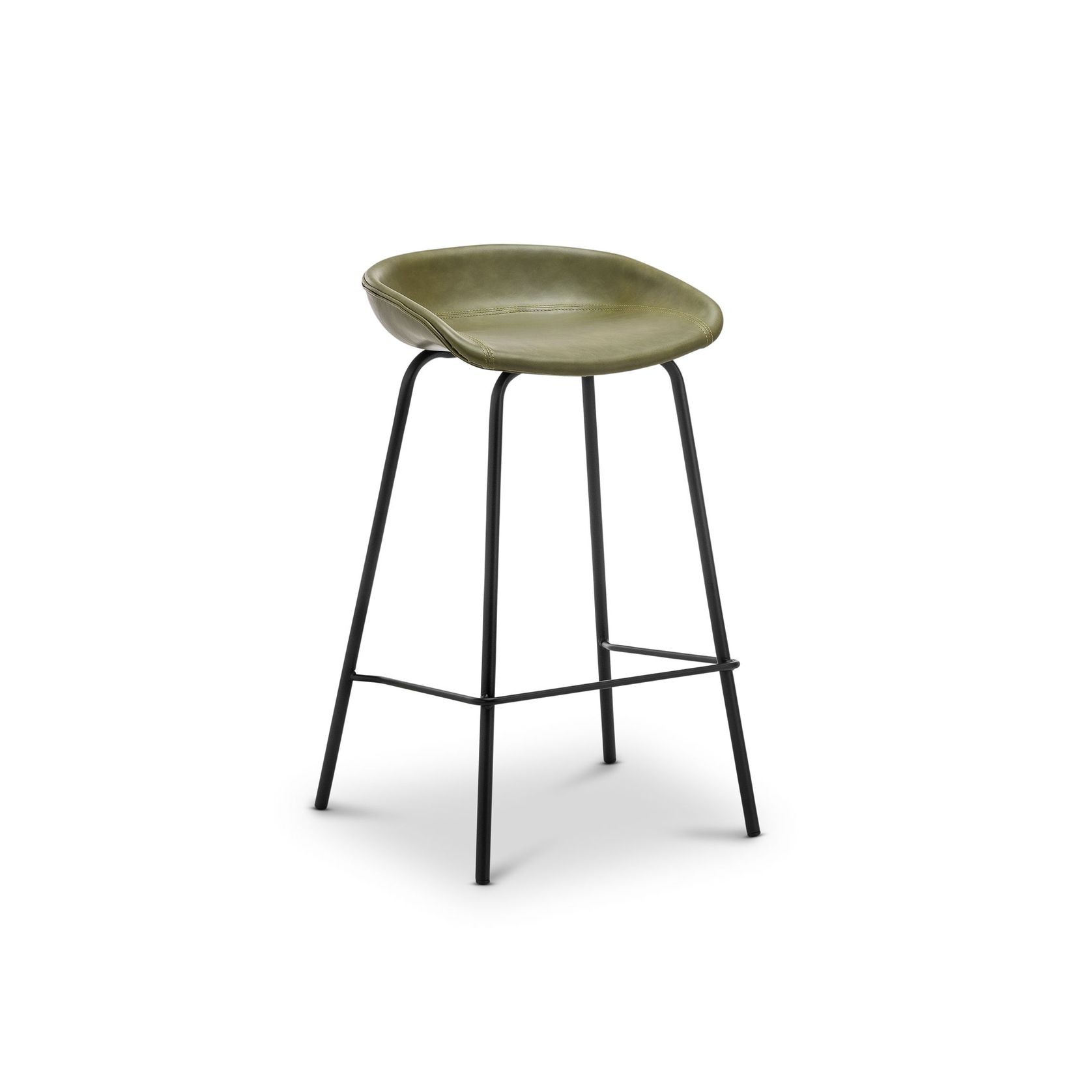 Brandon Vegan Leather Barstool | Set of 2 | Vintage Green gallery detail image