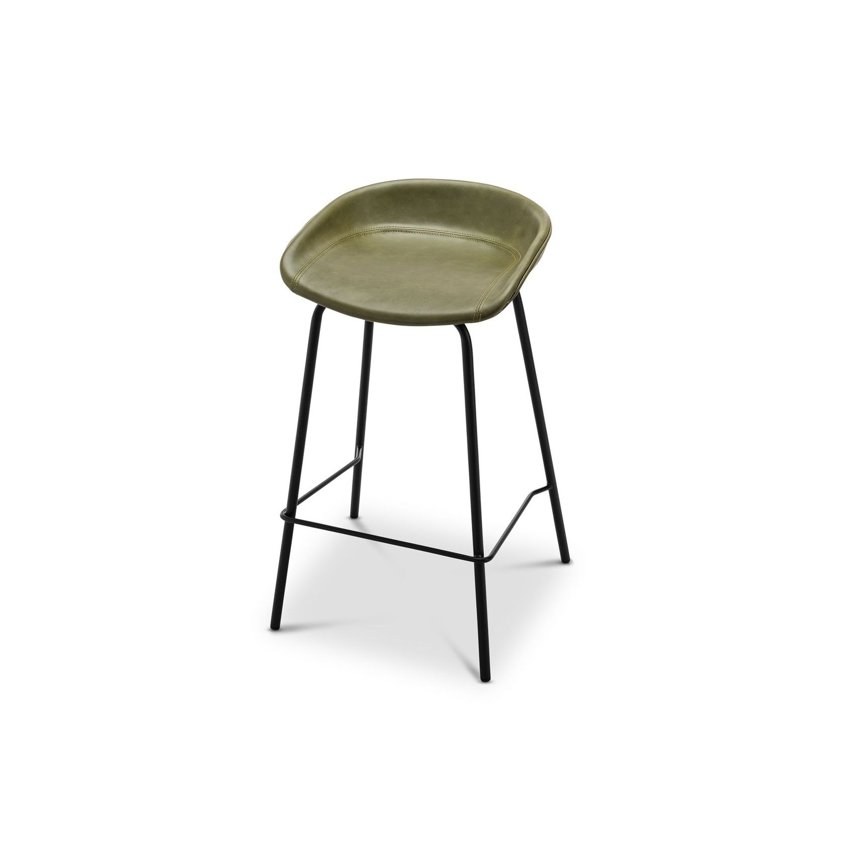 Brandon Vegan Leather Barstool | Set of 2 | Vintage Green gallery detail image