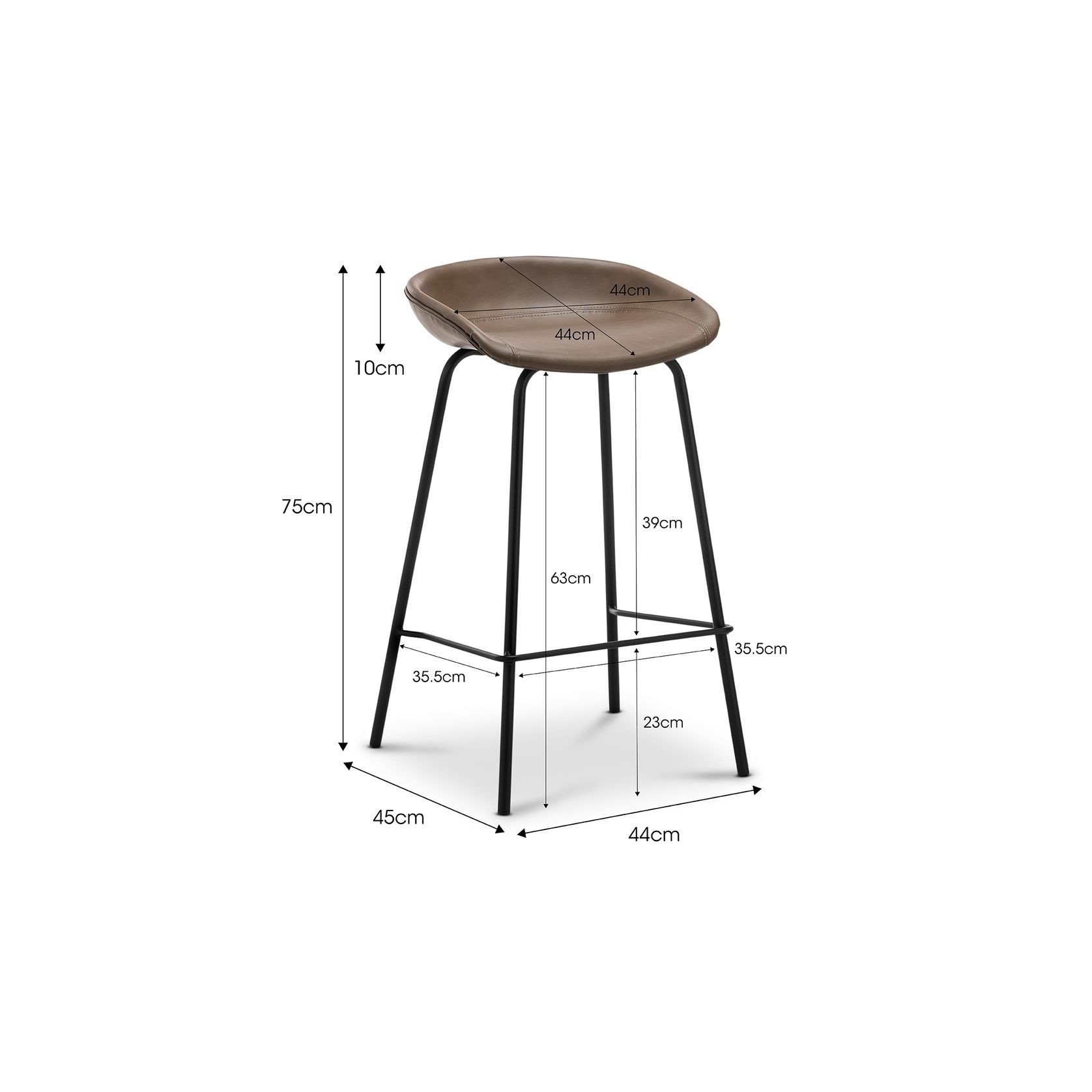 Brandon Vegan Leather Barstool | Set of 2 | Mocha Brown gallery detail image