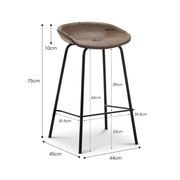 Brandon Vegan Leather Barstool | Set of 2 | Mocha Brown gallery detail image