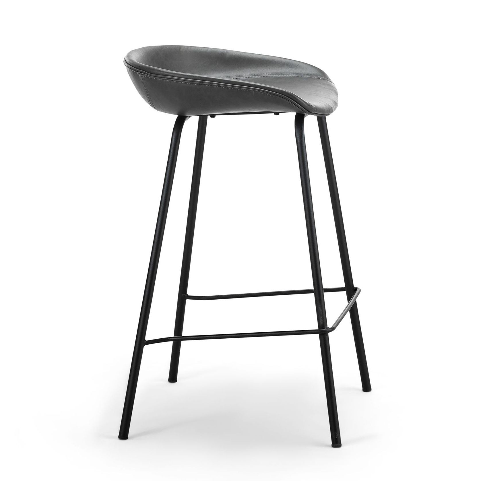 Brandon Vegan Leather Barstool | Set of 2 | Vintage Charcoal gallery detail image