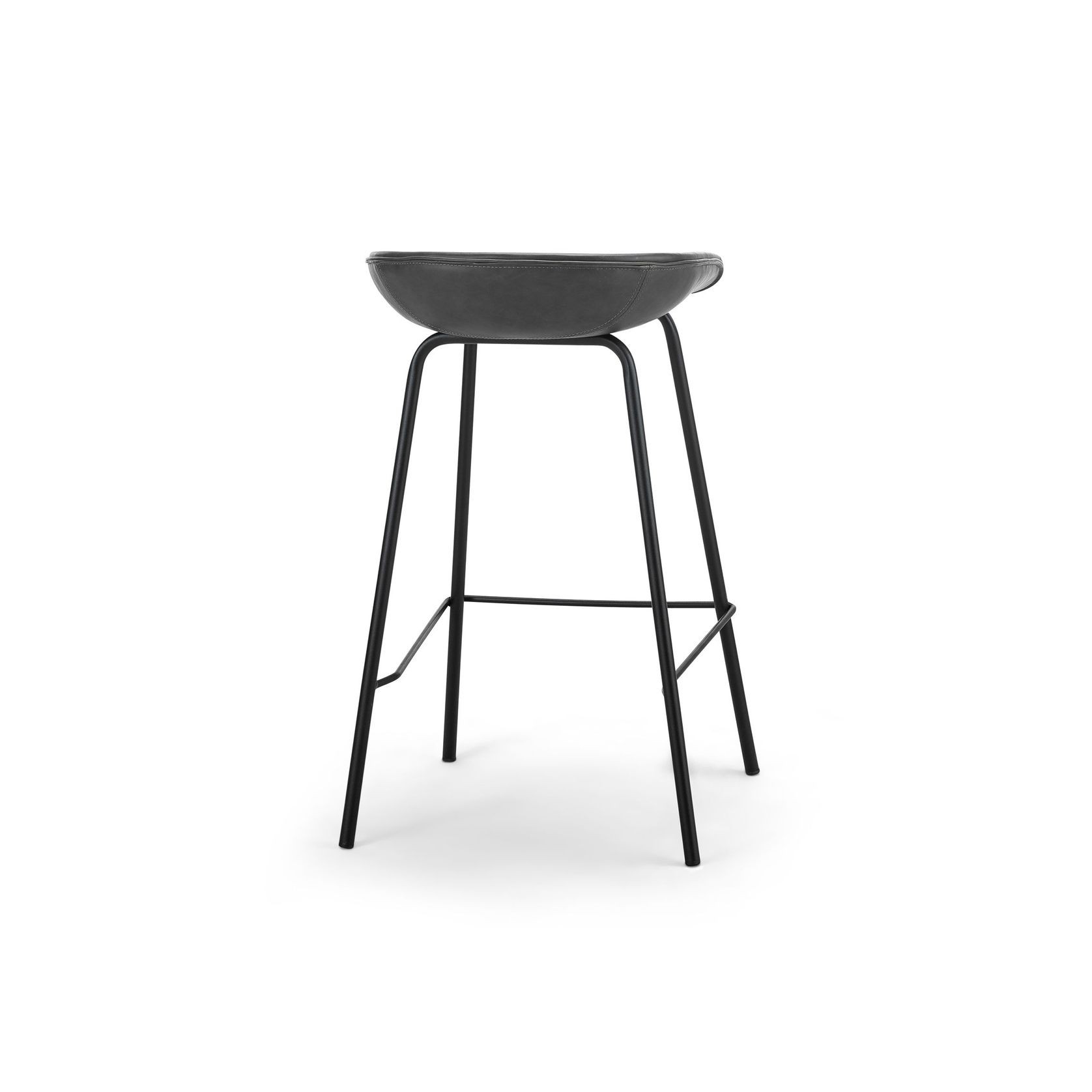 Brandon Vegan Leather Barstool | Set of 2 | Vintage Charcoal gallery detail image