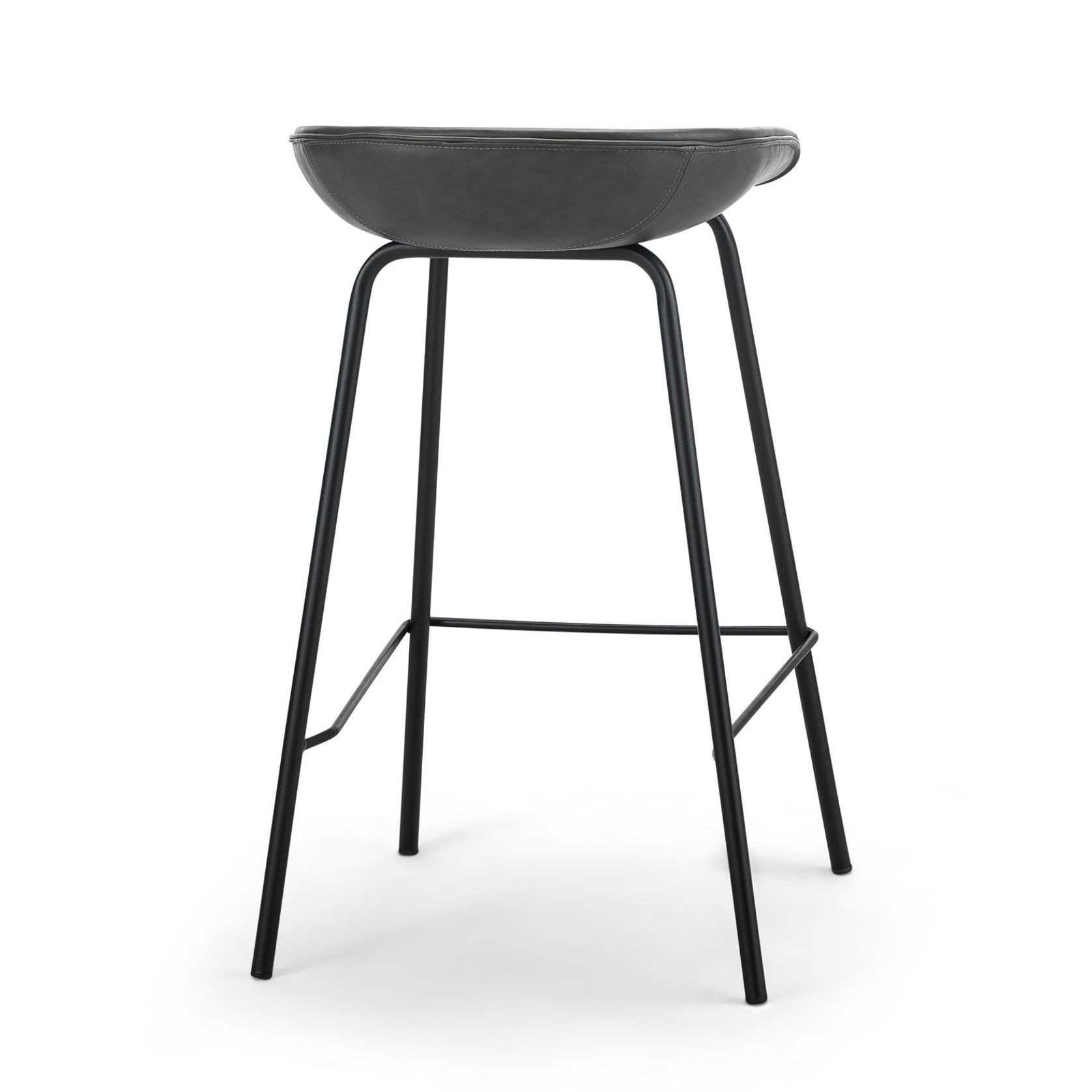 Brandon Vegan Leather Barstool | Set of 2 | Vintage Charcoal gallery detail image