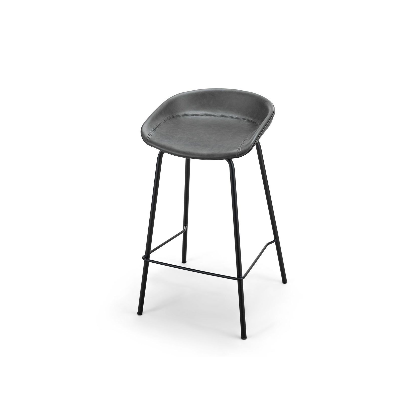 Brandon Vegan Leather Barstool | Set of 2 | Vintage Charcoal gallery detail image