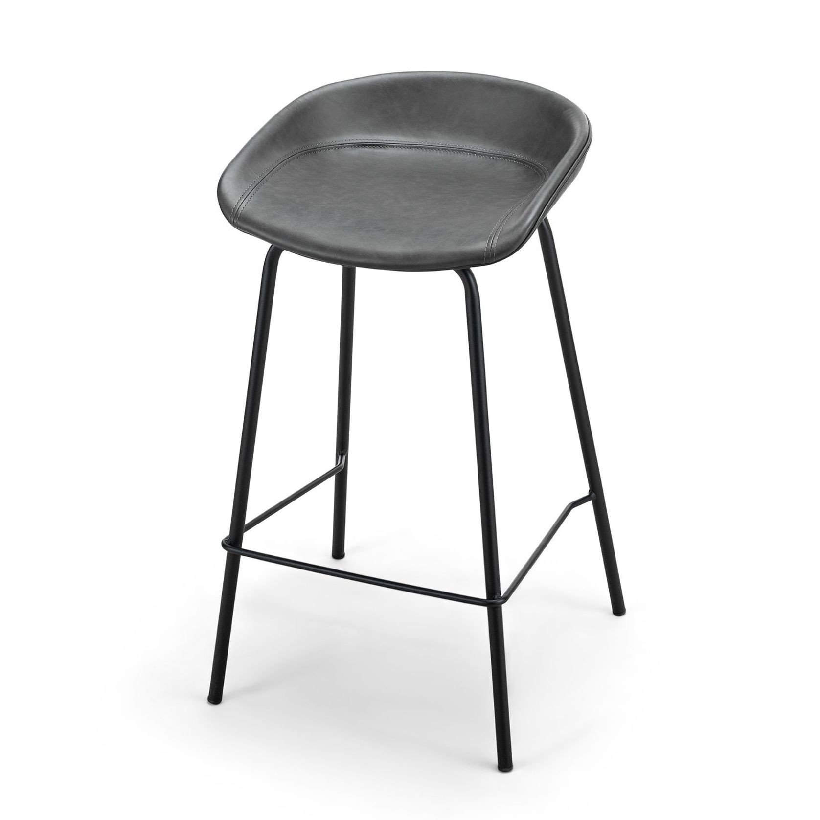 Brandon Vegan Leather Barstool | Set of 2 | Vintage Charcoal gallery detail image