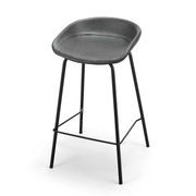 Brandon Vegan Leather Barstool | Set of 2 | Vintage Charcoal gallery detail image