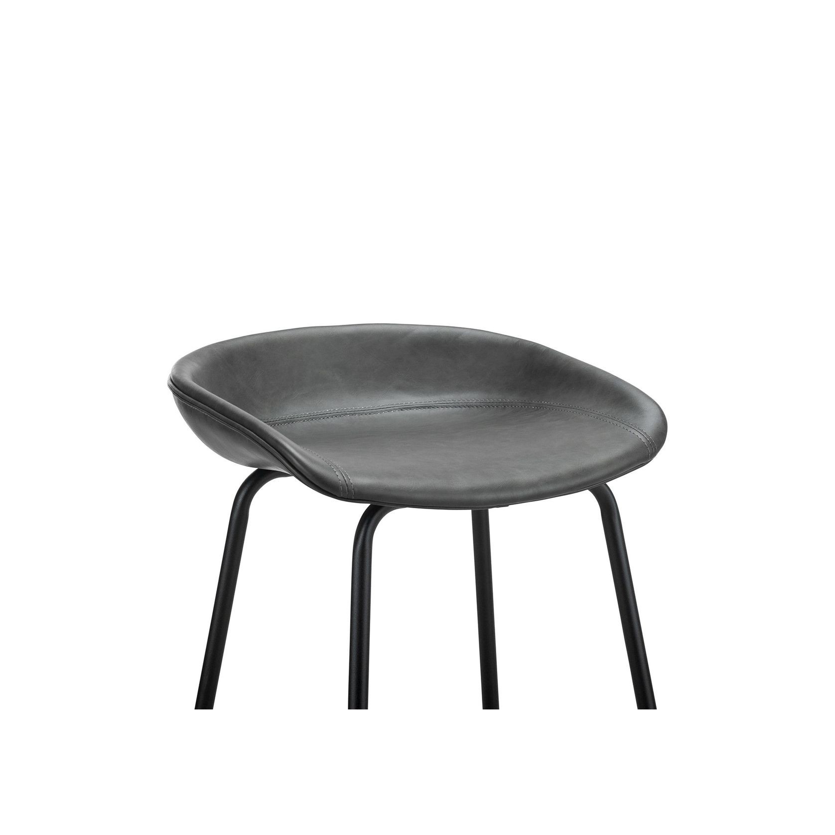 Brandon Vegan Leather Barstool | Set of 2 | Vintage Charcoal gallery detail image