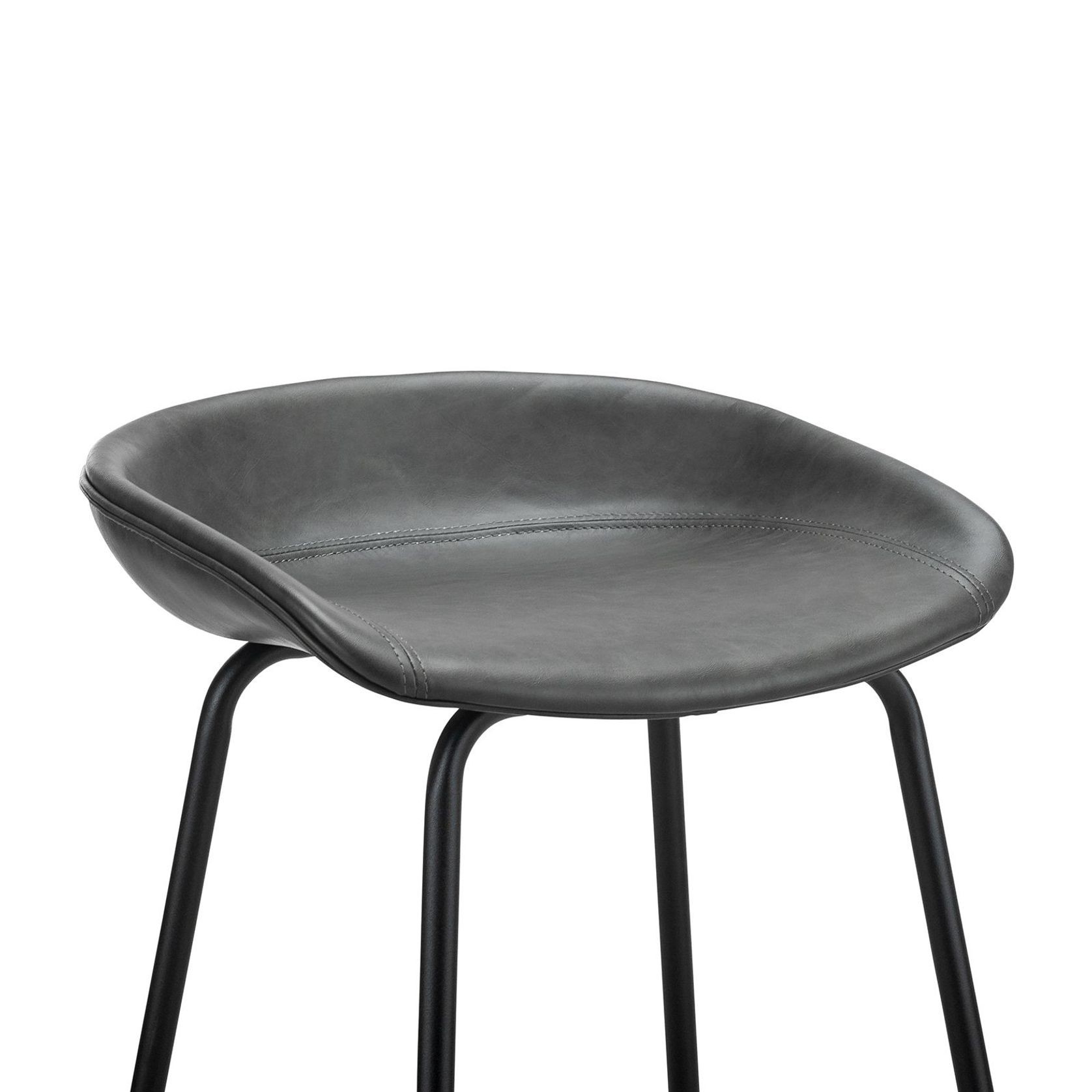 Brandon Vegan Leather Barstool | Set of 2 | Vintage Charcoal gallery detail image