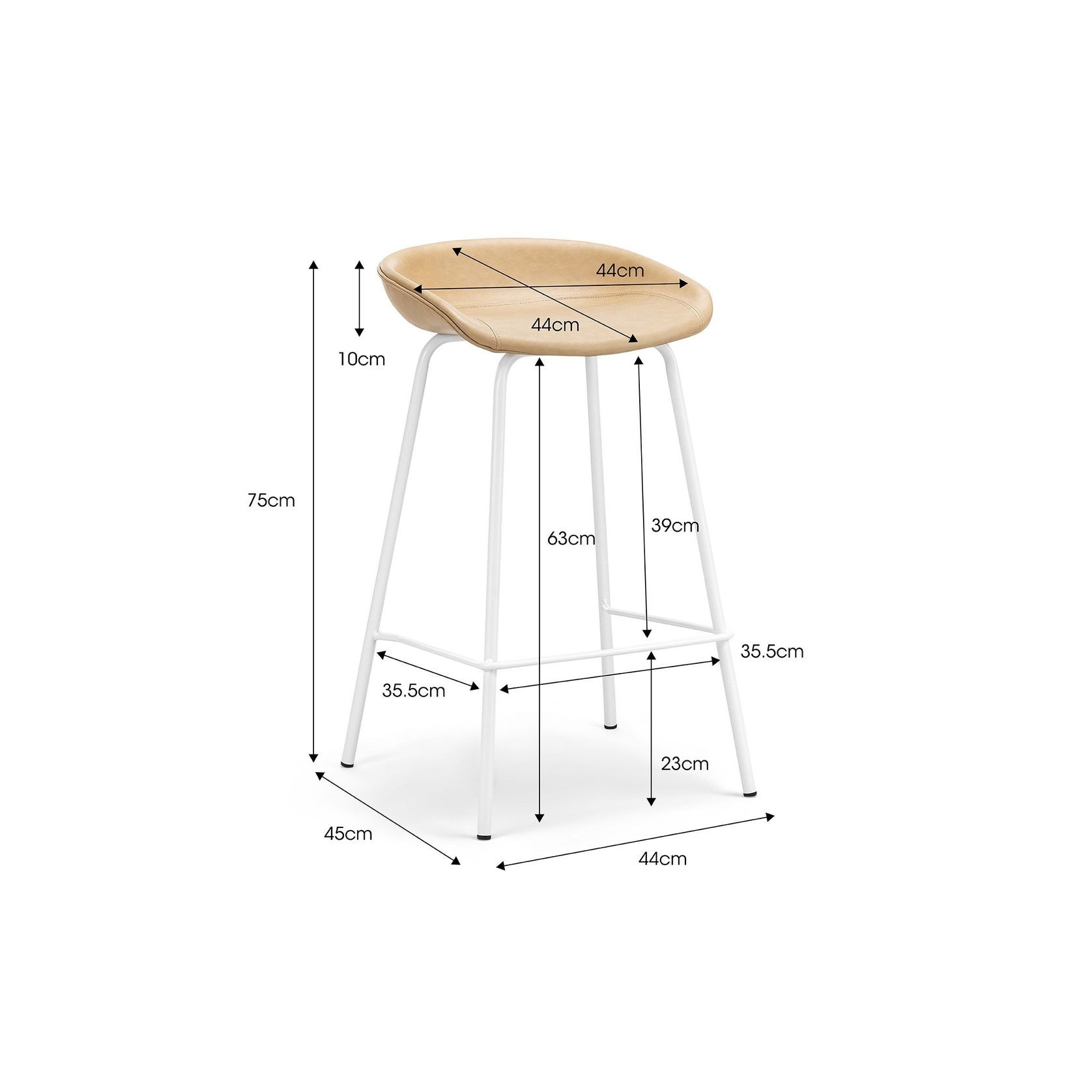 Brandon Vegan Leather Barstool | Set of 2 | Beige Latte gallery detail image