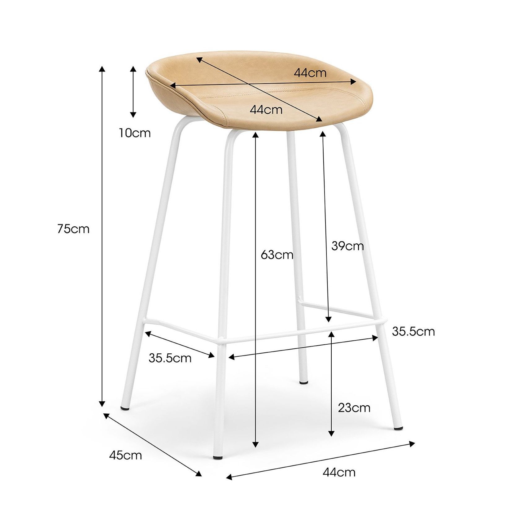 Brandon Vegan Leather Barstool | Set of 2 | Beige Latte gallery detail image