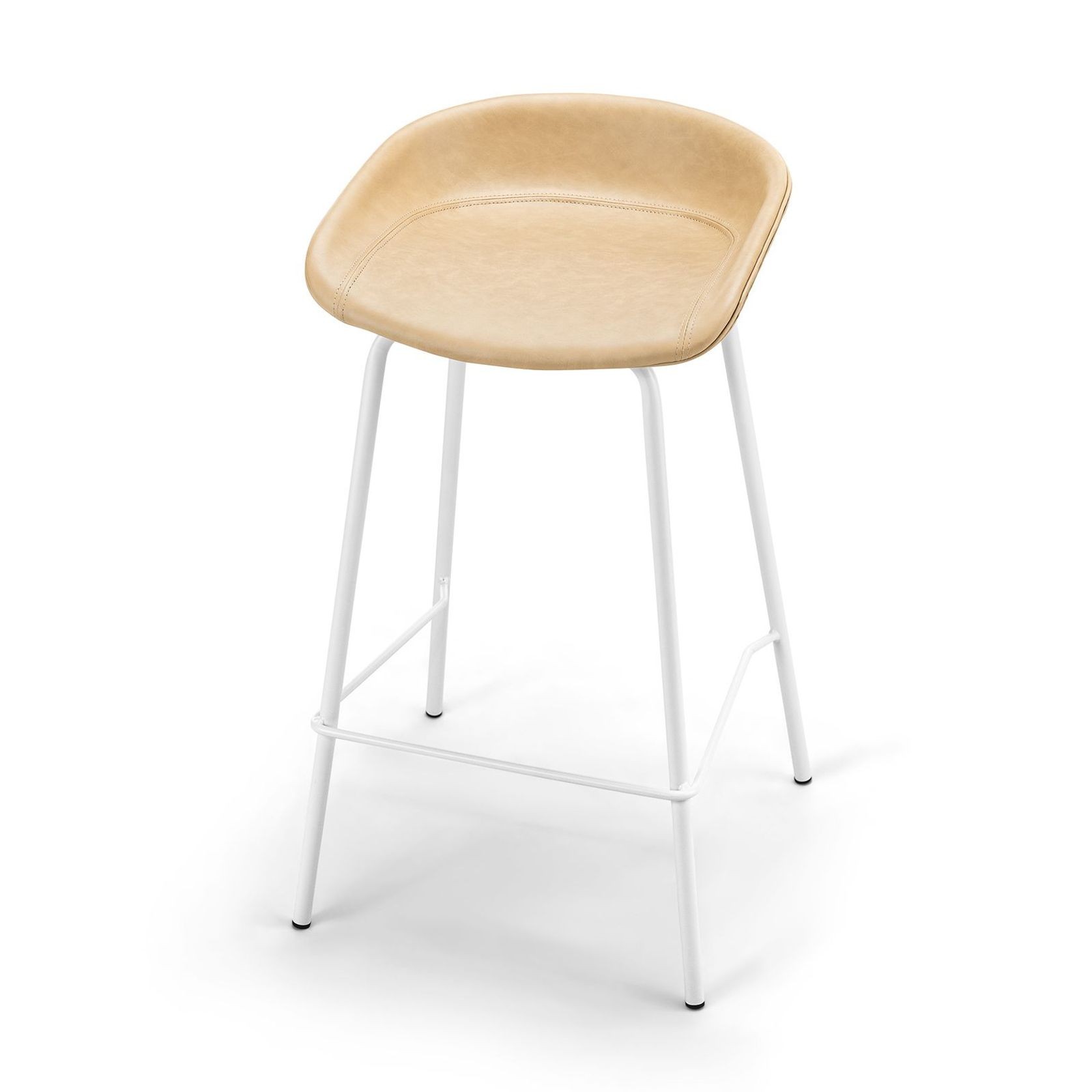 Brandon Vegan Leather Barstool | Set of 2 | Beige Latte gallery detail image