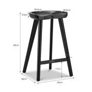 Moku Solid Ashwood Oak Tractor Seat Barstool | Set of 2 | Black gallery detail image