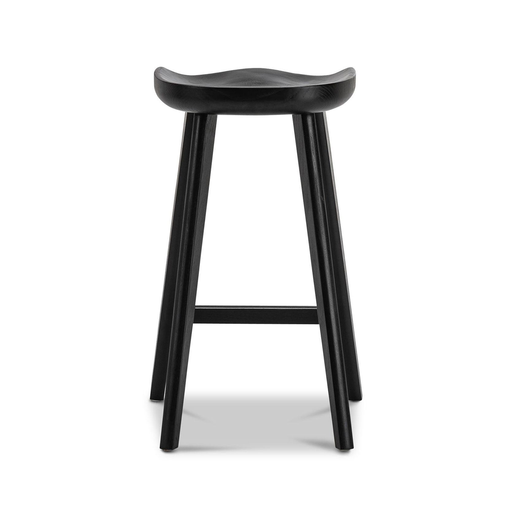 Moku Solid Ashwood Oak Tractor Seat Barstool | Set of 2 | Black gallery detail image