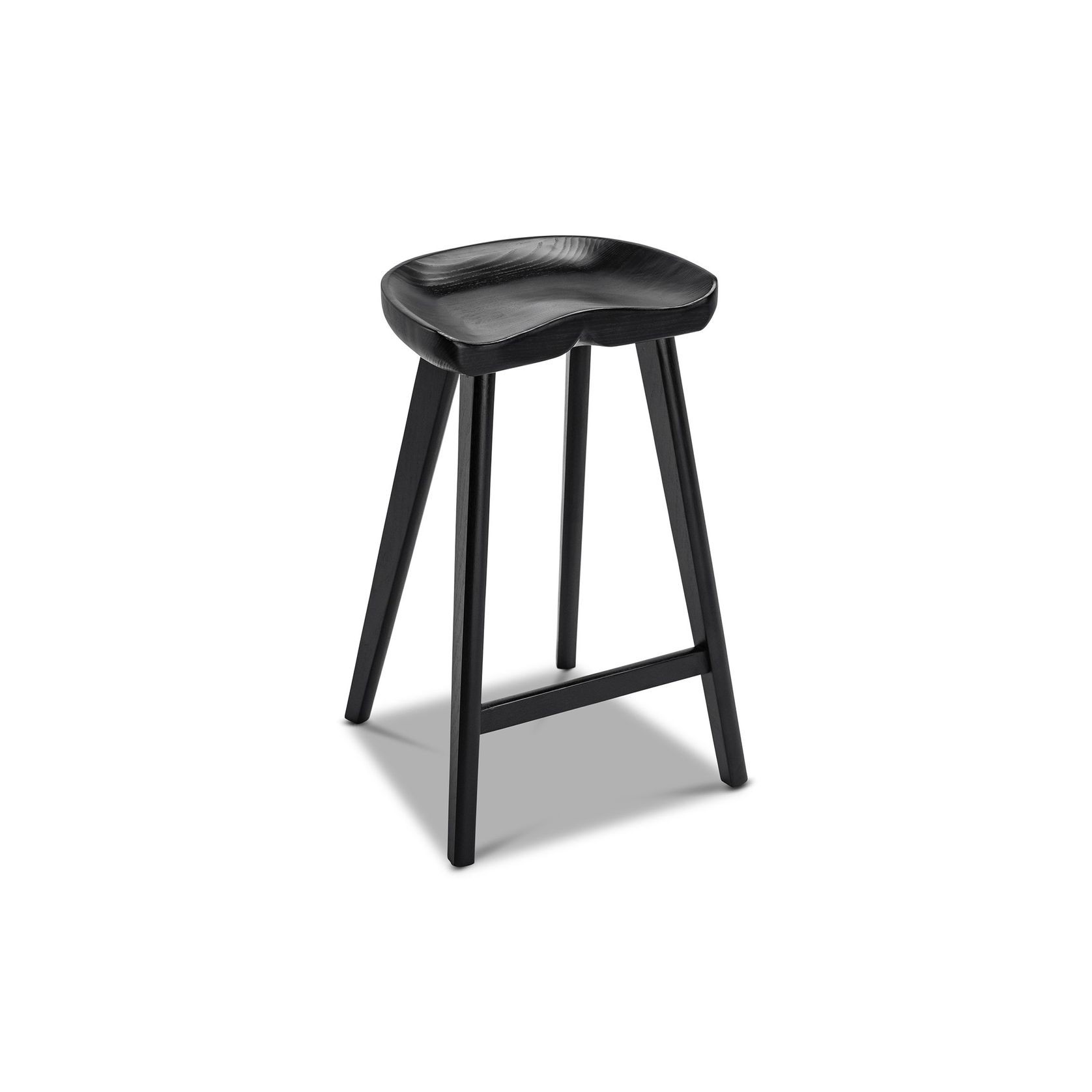Moku Solid Ashwood Oak Tractor Seat Barstool | Set of 2 | Black gallery detail image