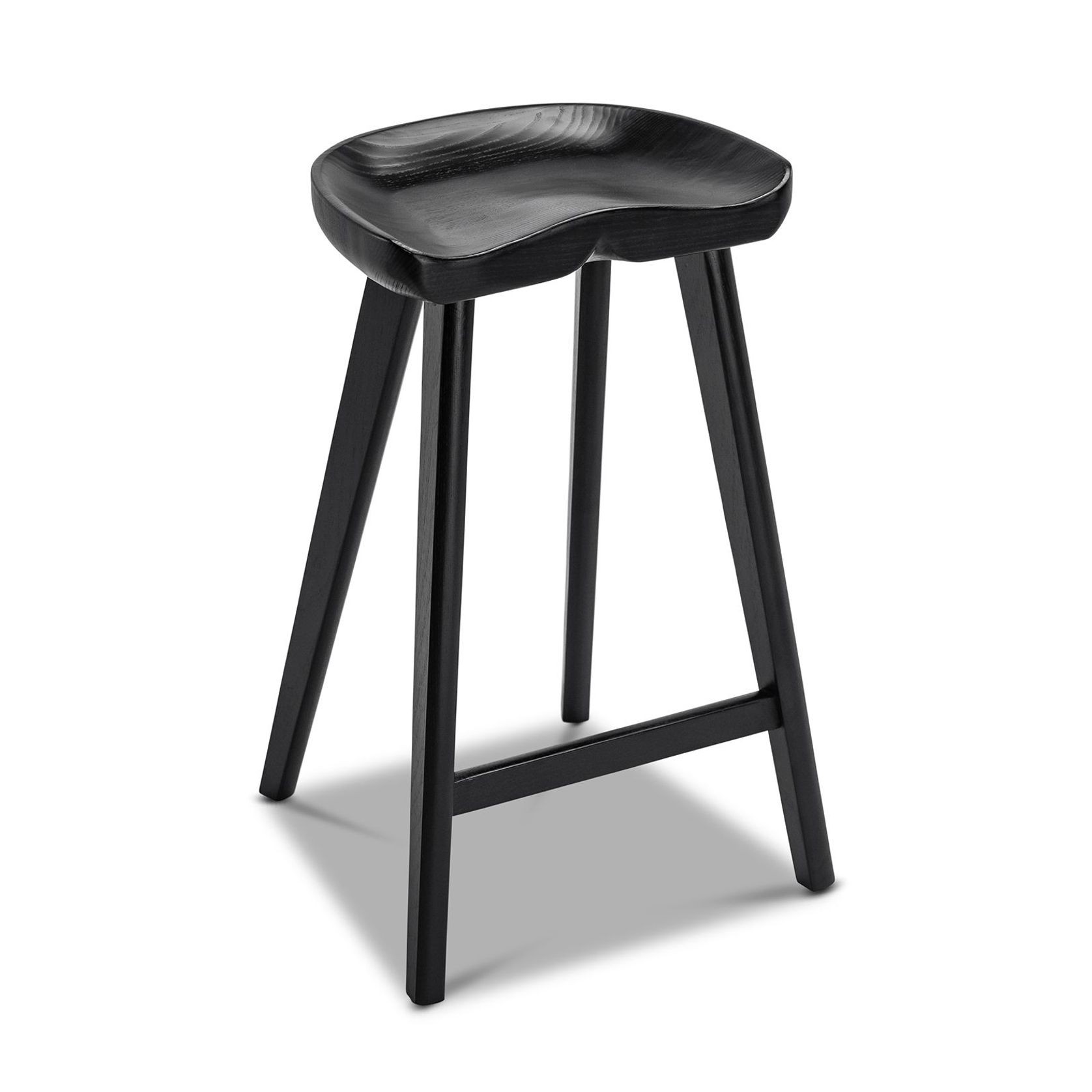 Moku Solid Ashwood Oak Tractor Seat Barstool | Set of 2 | Black gallery detail image
