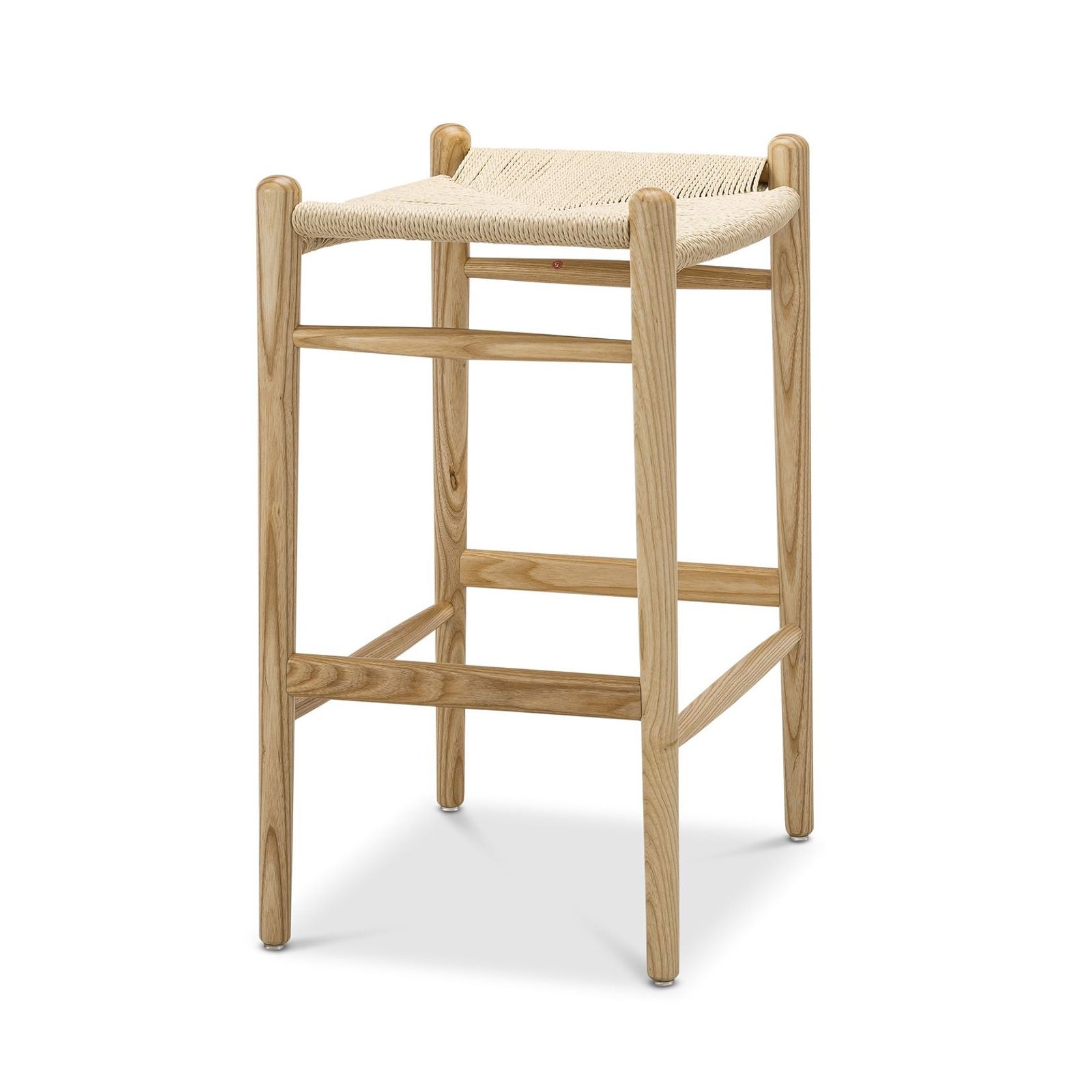 Arche Solid Ashwood Woven Cord Barstool | Natural gallery detail image